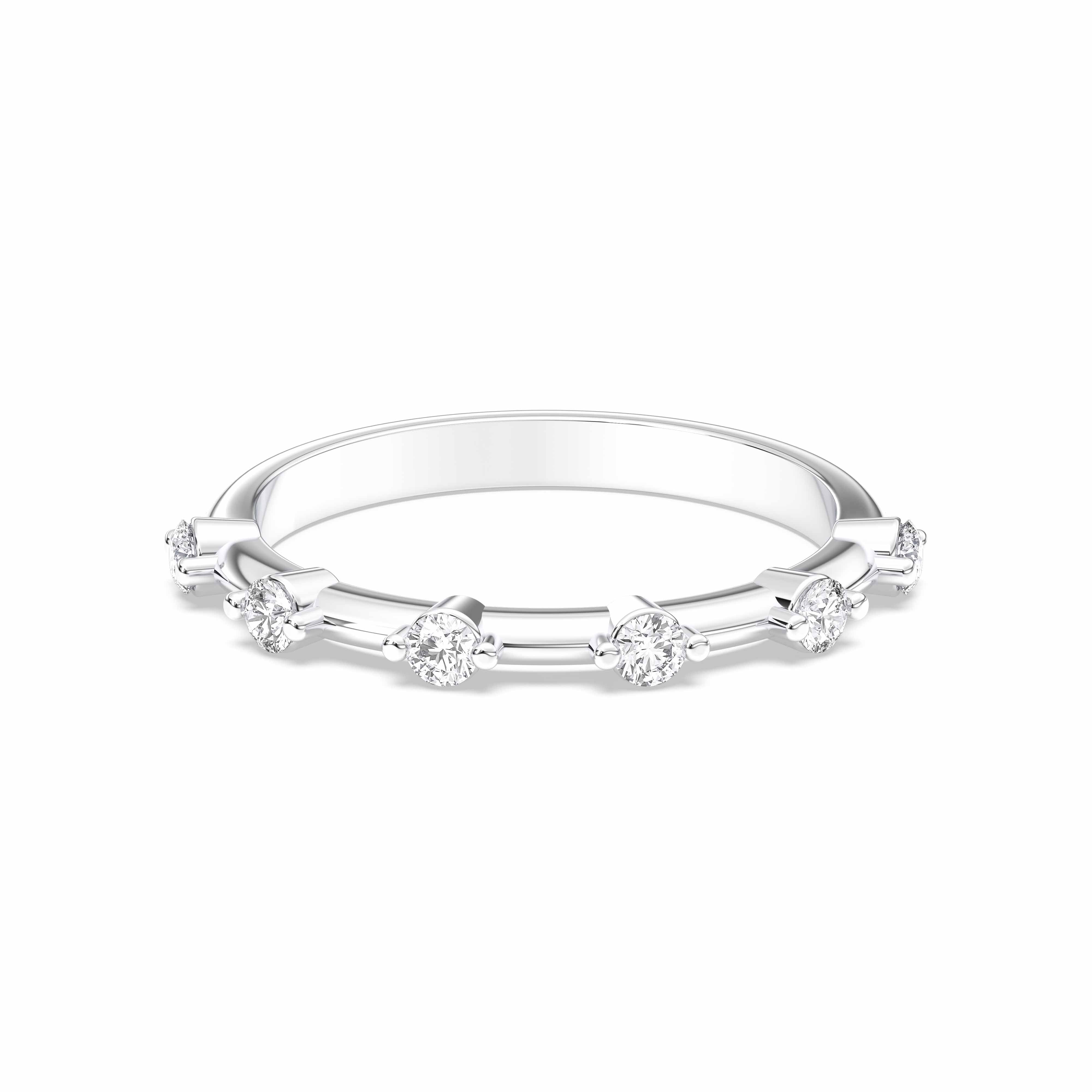 0.64 Carat Round Cut Lab Grown 6 Stone Wedding Band in Solid Gold