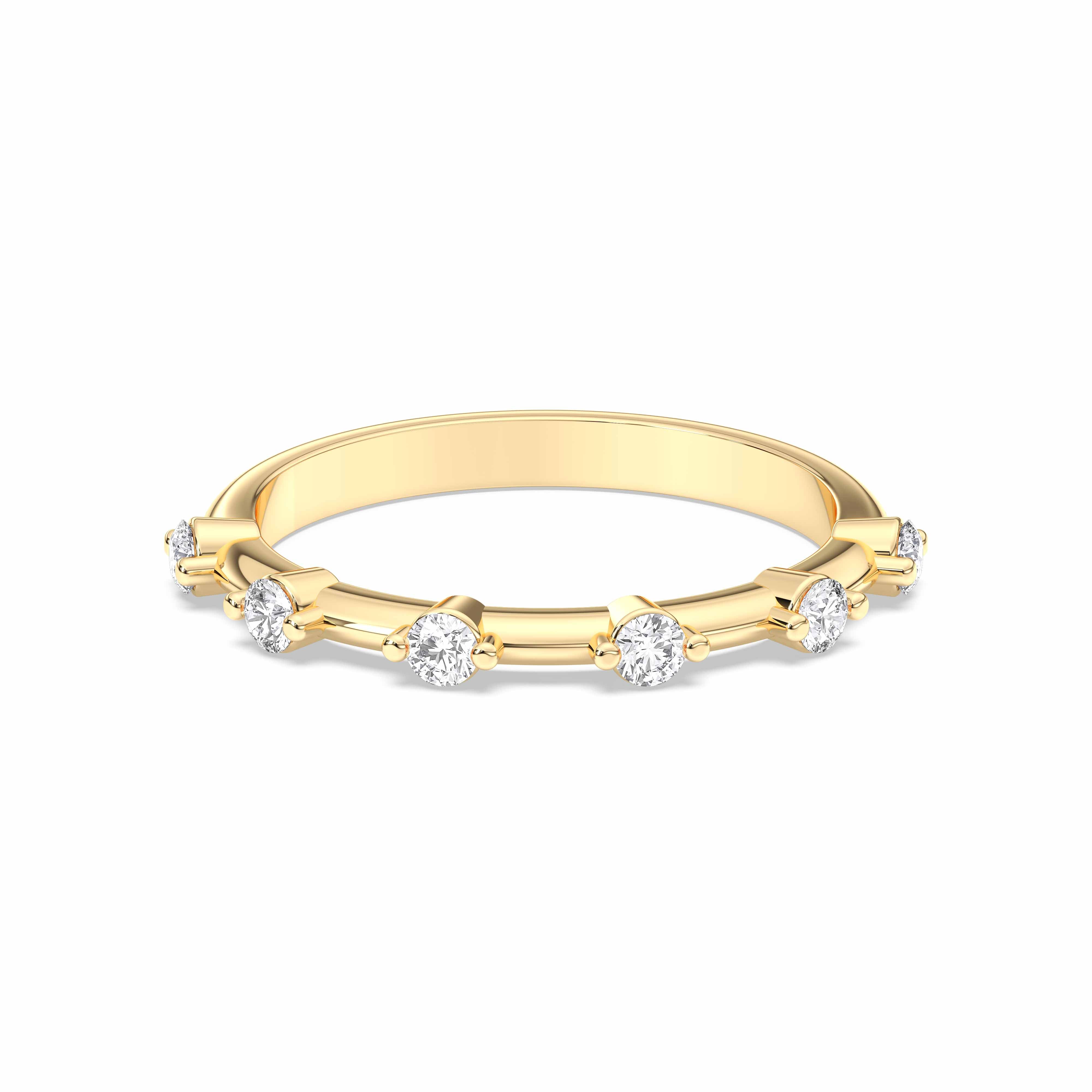 0.64 Carat Round Cut Lab Grown 6 Stone Wedding Band in Solid Gold