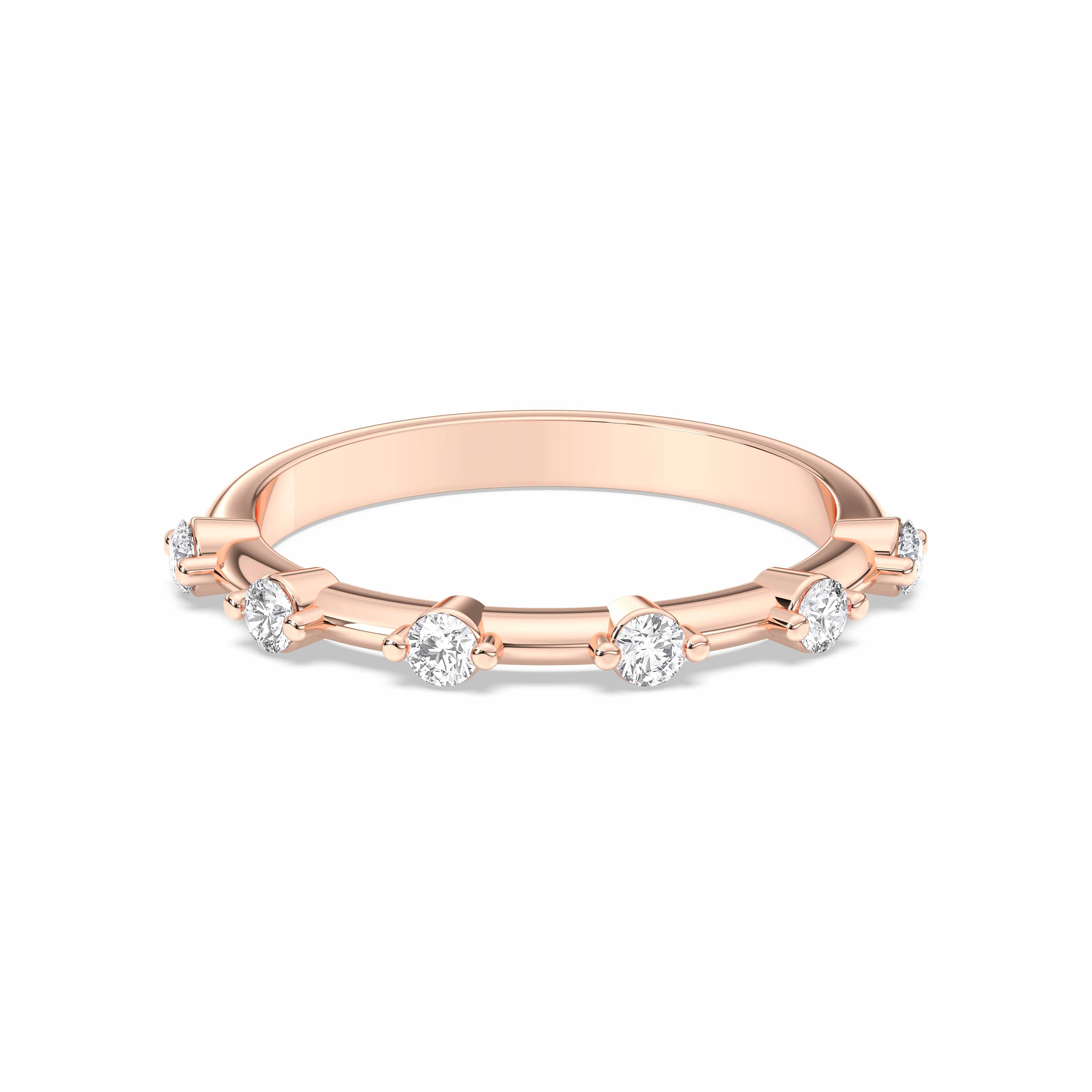 0.64 Carat Round Cut Lab Grown 6 Stone Wedding Band in Solid Gold