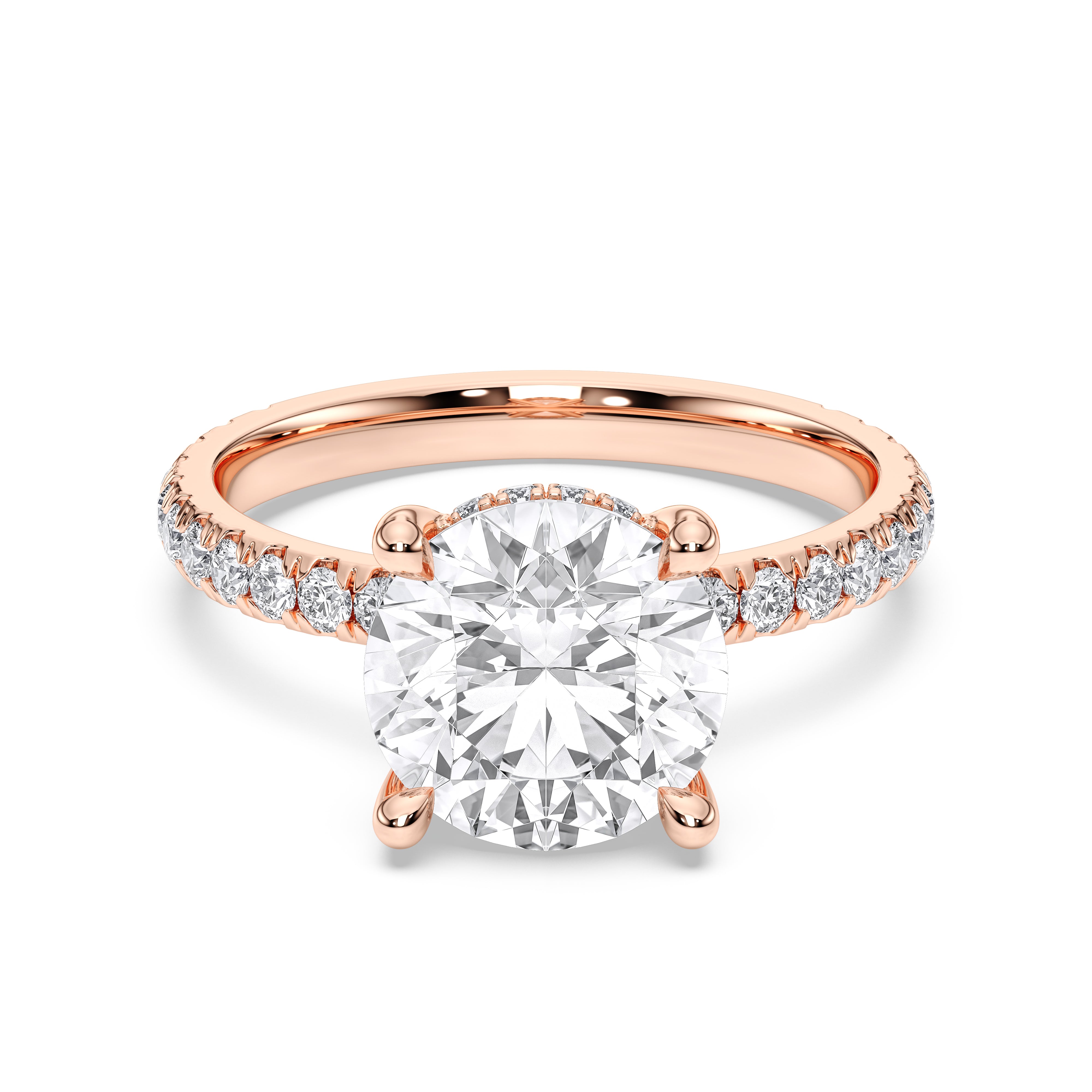 4.00 Carat Round Cut Lab Grown Diamond Solitaire Engagement Ring in Solid Gold