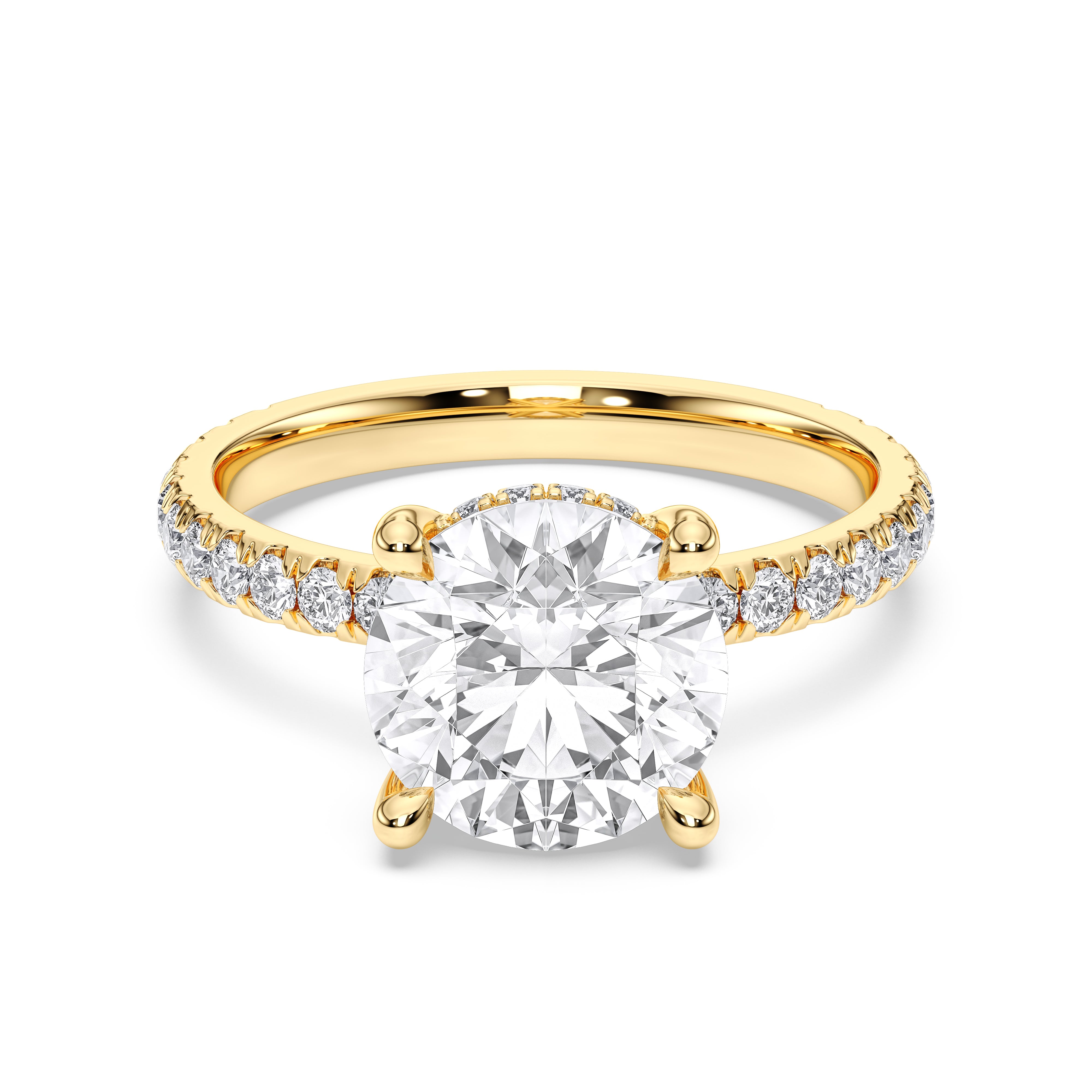4.00 Carat Round Cut Lab Grown Diamond Solitaire Engagement Ring in Solid Gold