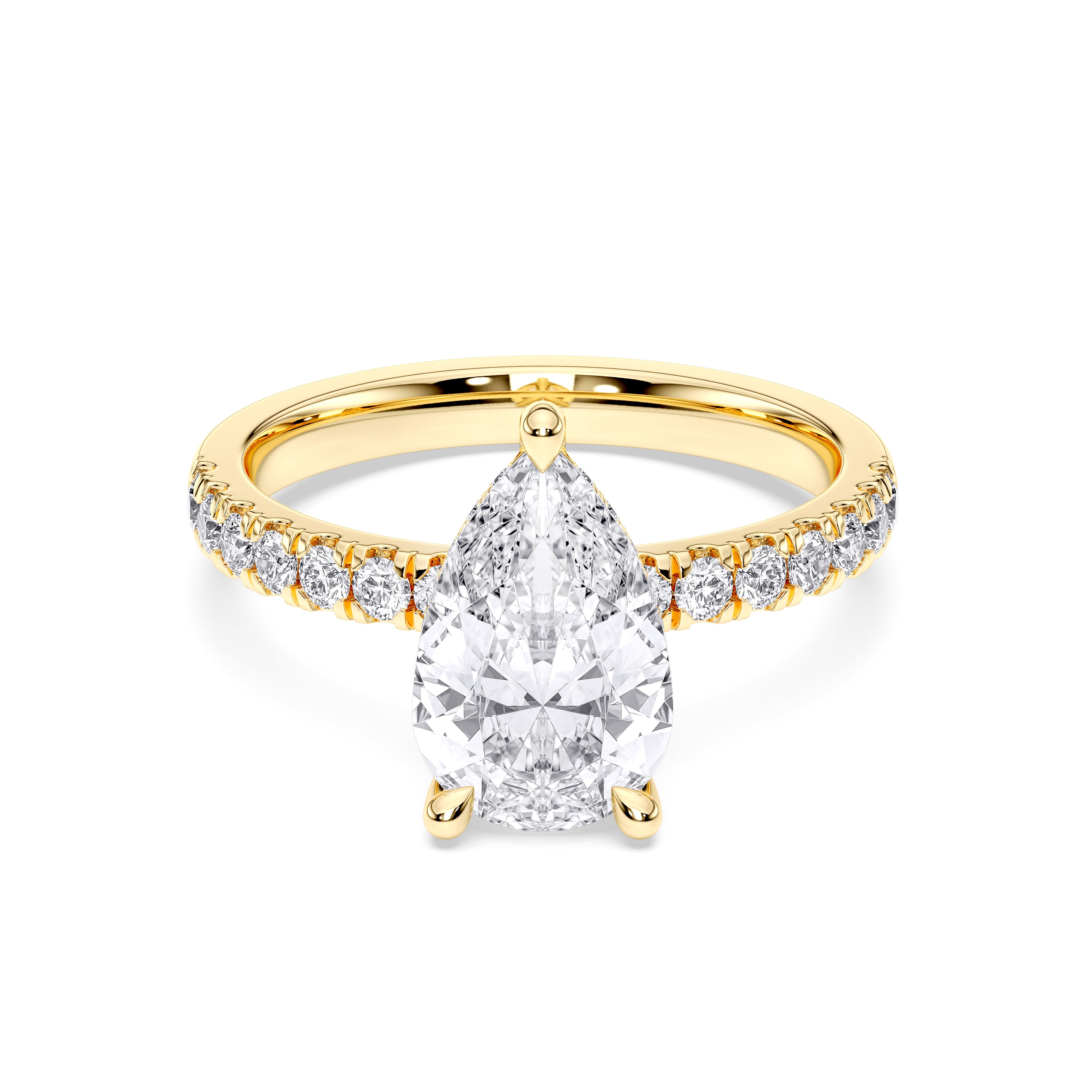 2.50 Carat Pear & Round Cut Lab Grown Diamond Solitaire Engagement Ring Made in Solid Gold