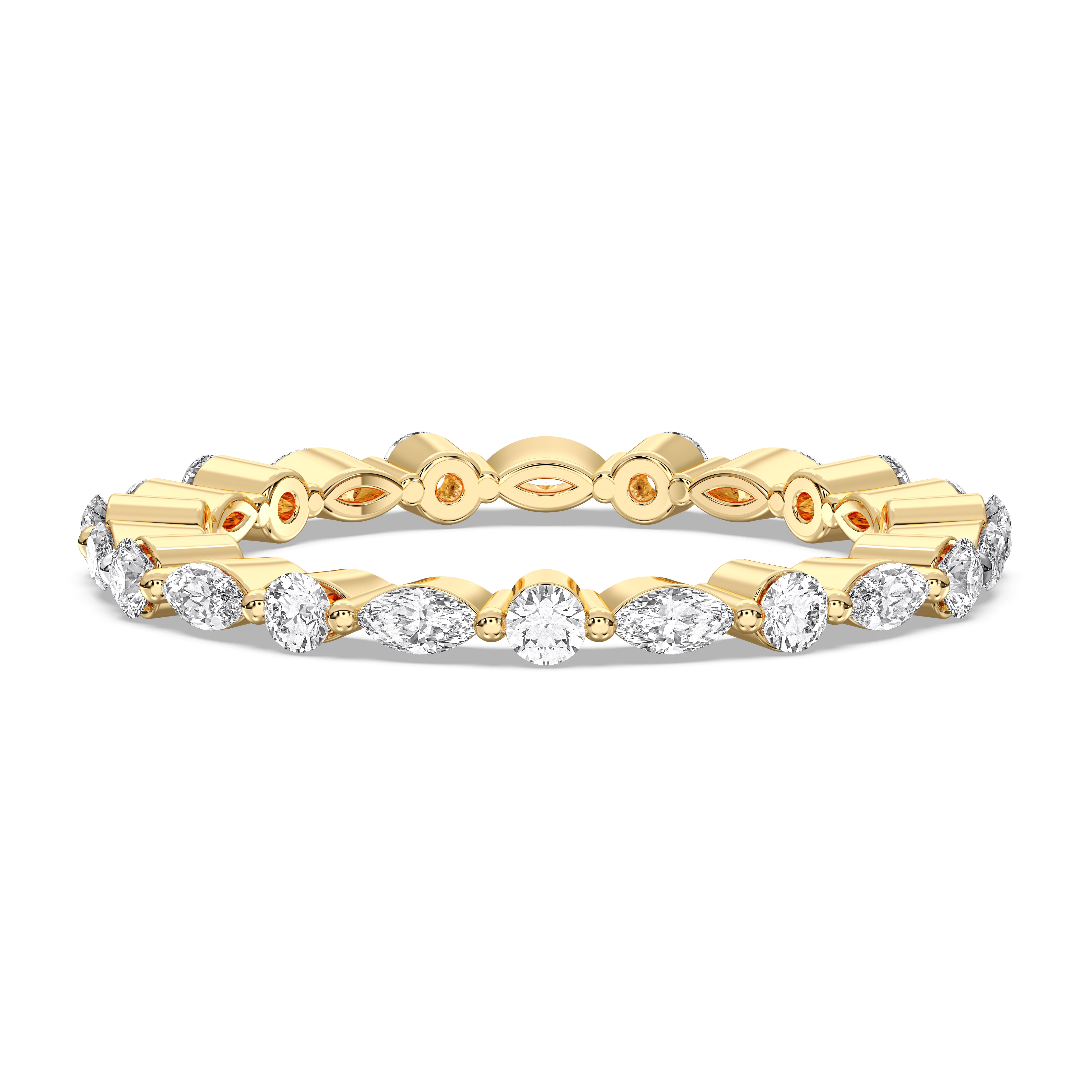 0.57 Carat Marquise & Round Shape Lab Grown Diamond Eternity Wedding Ring in Solid Gold