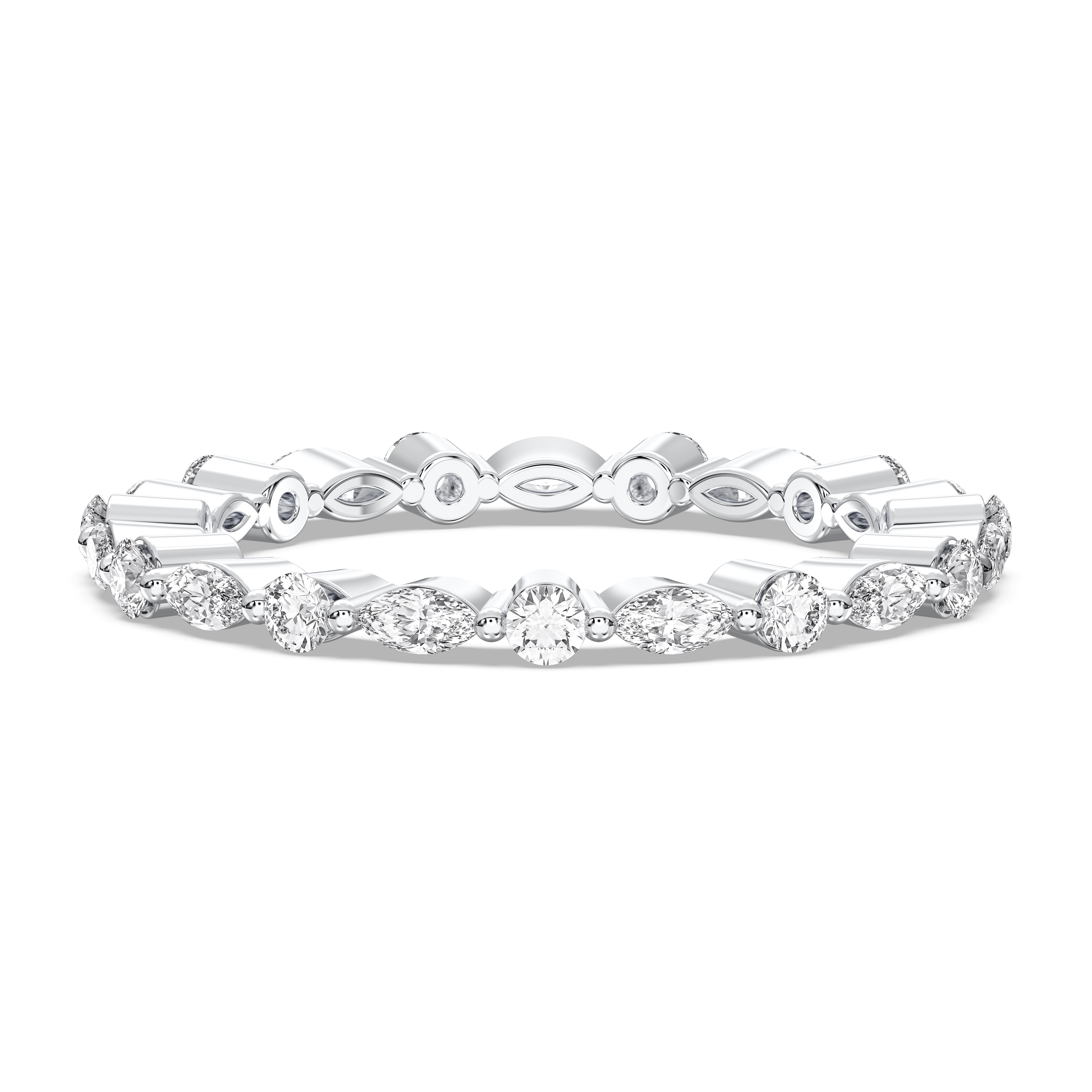 0.57 Carat Marquise & Round Shape Lab Grown Diamond Eternity Wedding Ring in Solid Gold