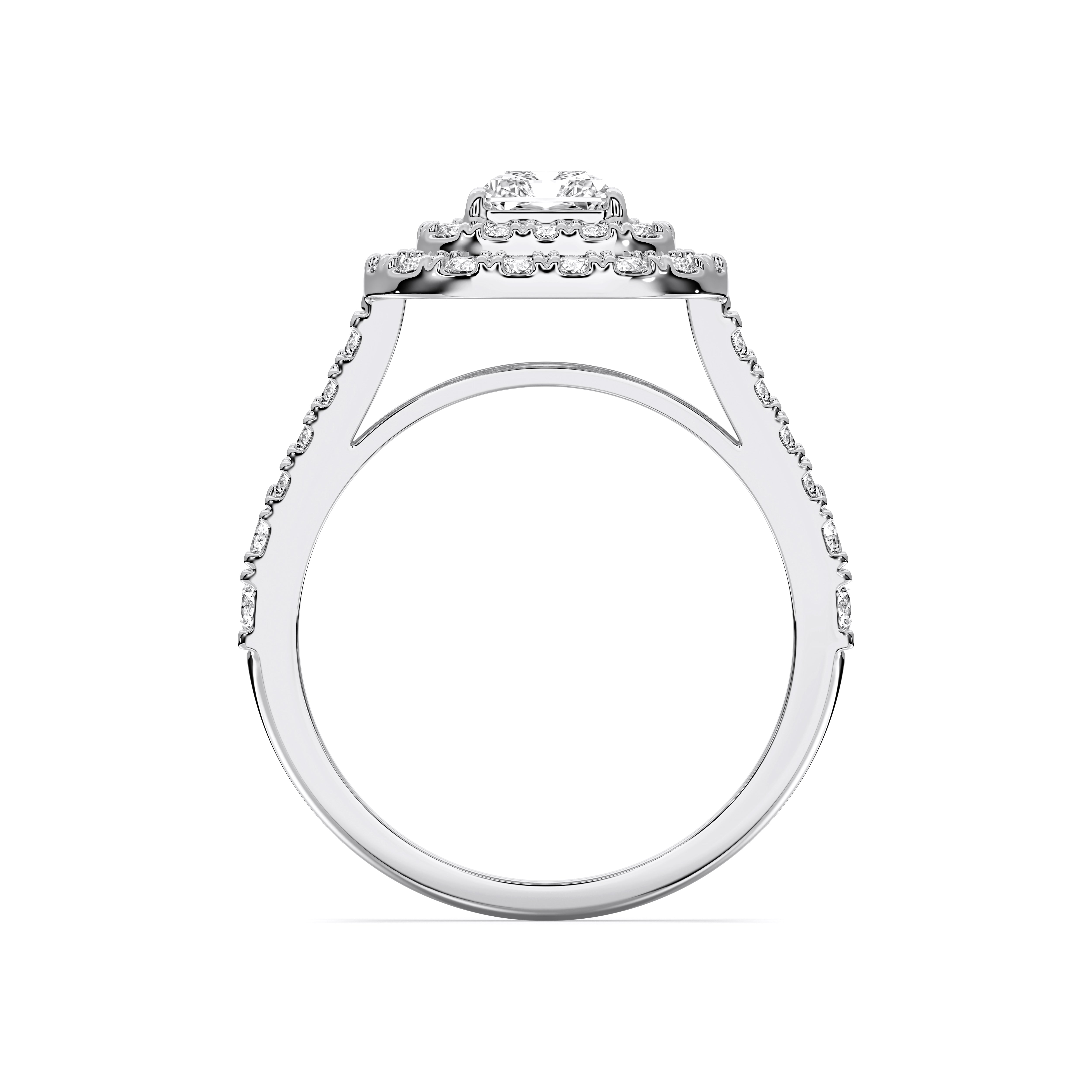 2.50 Carat Radiant & Round Cut Lab Grown Diamond Halo Engagement Ring in Solid Gold for Her