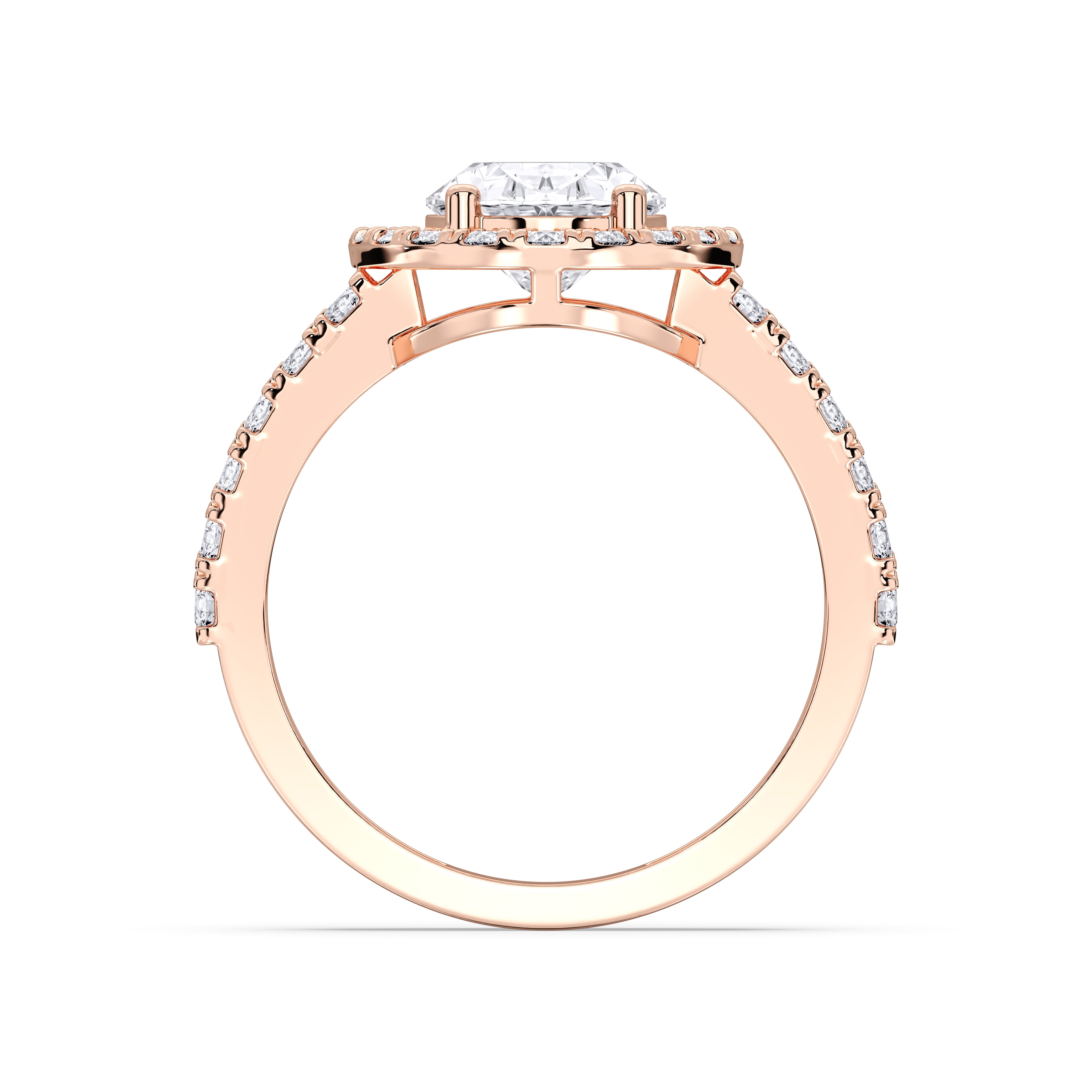 3.26 Carat Oval & Round Cut Lab Grown Diamond Halo Set Engagement Ring in Solid for Her