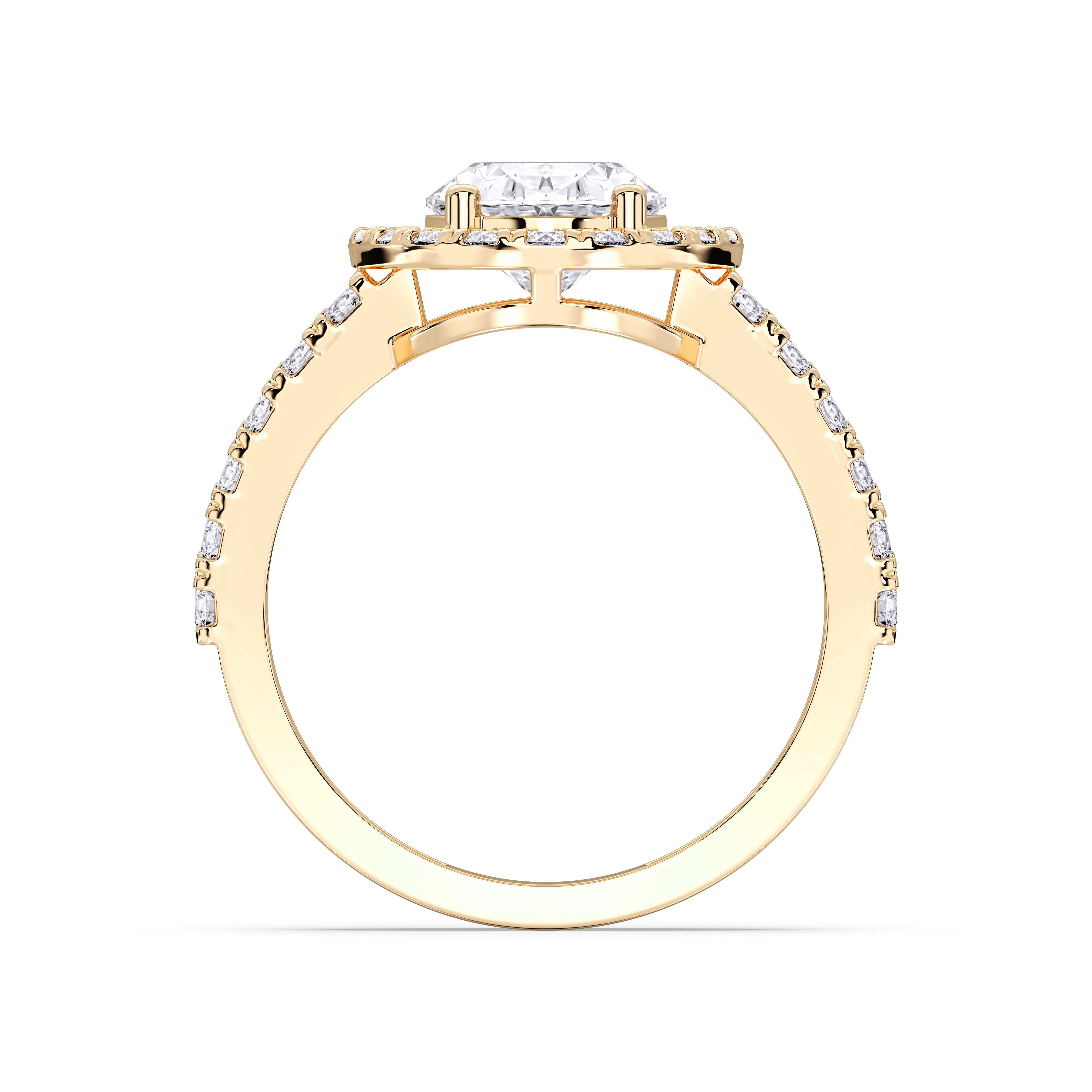 3.26 Carat Oval & Round Cut Lab Grown Diamond Halo Set Engagement Ring in Solid for Her