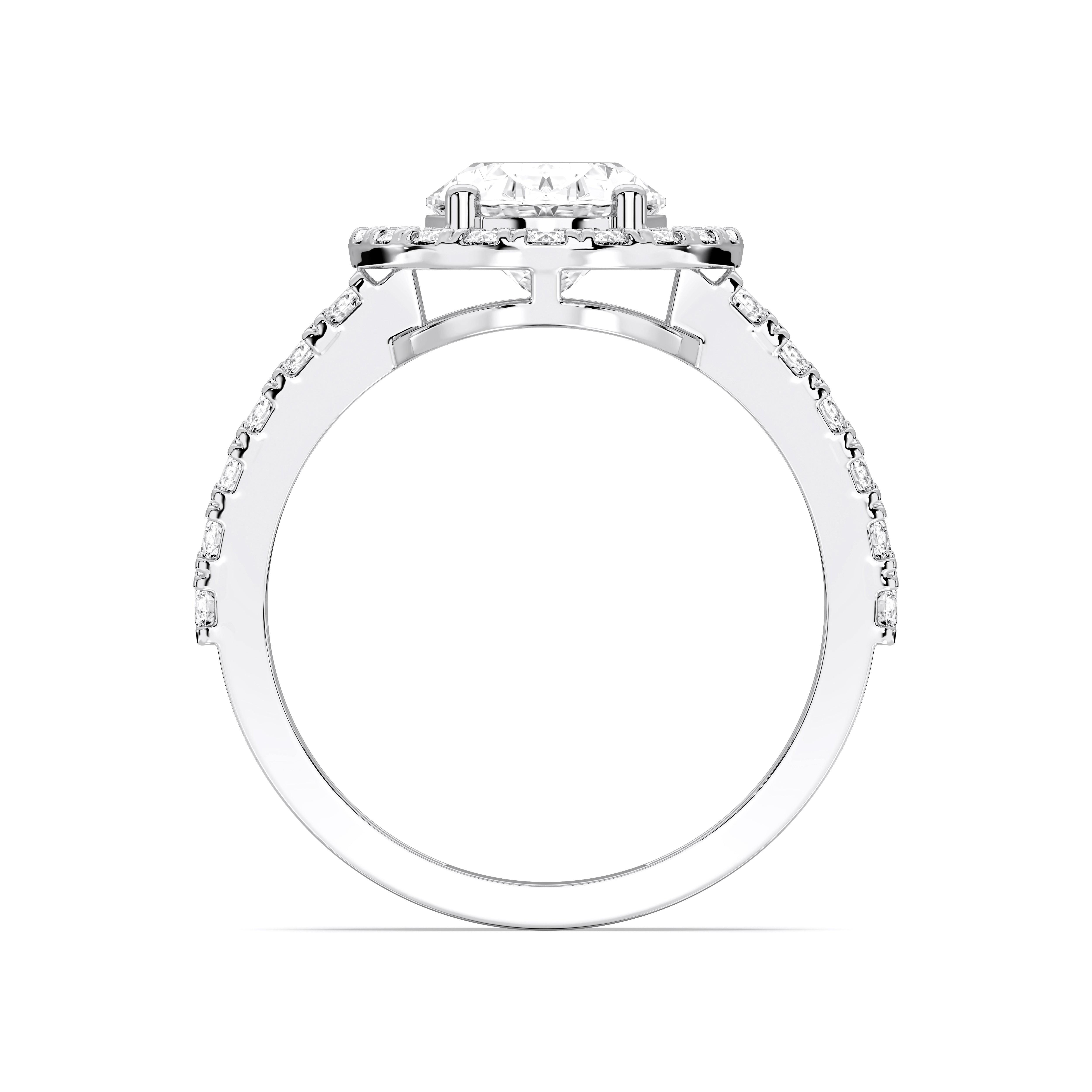 3.26 Carat Oval & Round Cut Lab Grown Diamond Halo Set Engagement Ring in Solid for Her