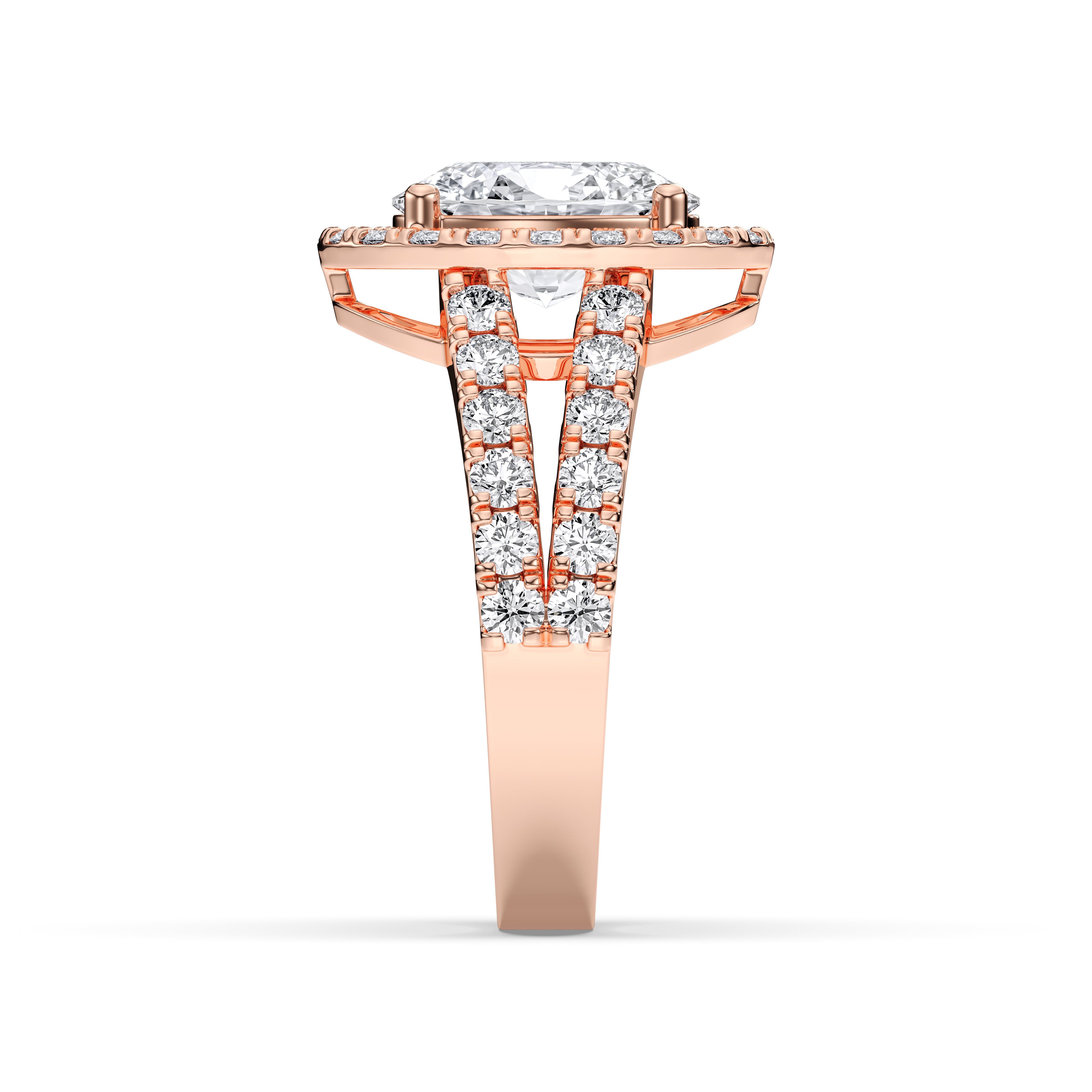 3.26 Carat Oval & Round Cut Lab Grown Diamond Halo Set Engagement Ring in Solid for Her