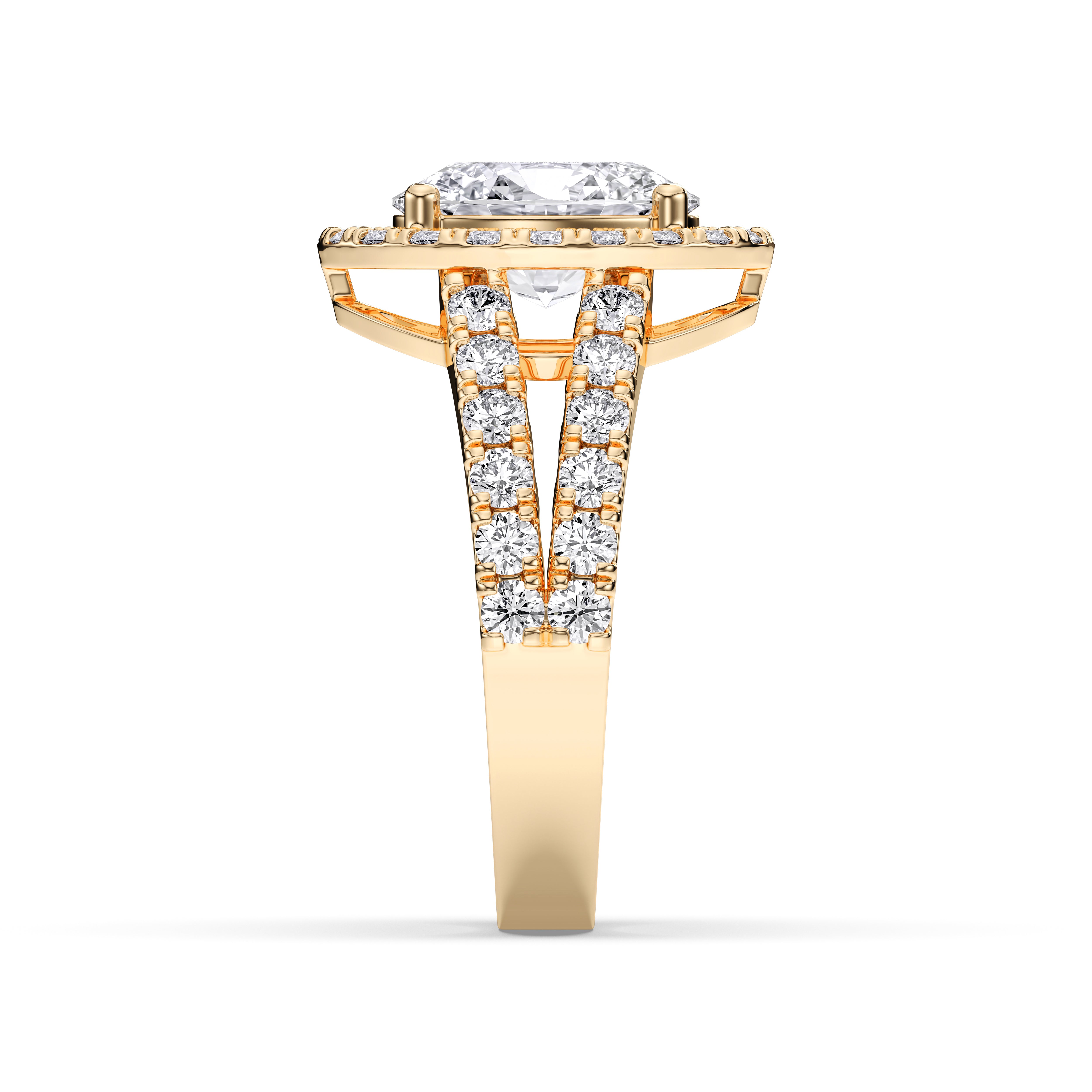 3.26 Carat Oval & Round Cut Lab Grown Diamond Halo Set Engagement Ring in Solid for Her