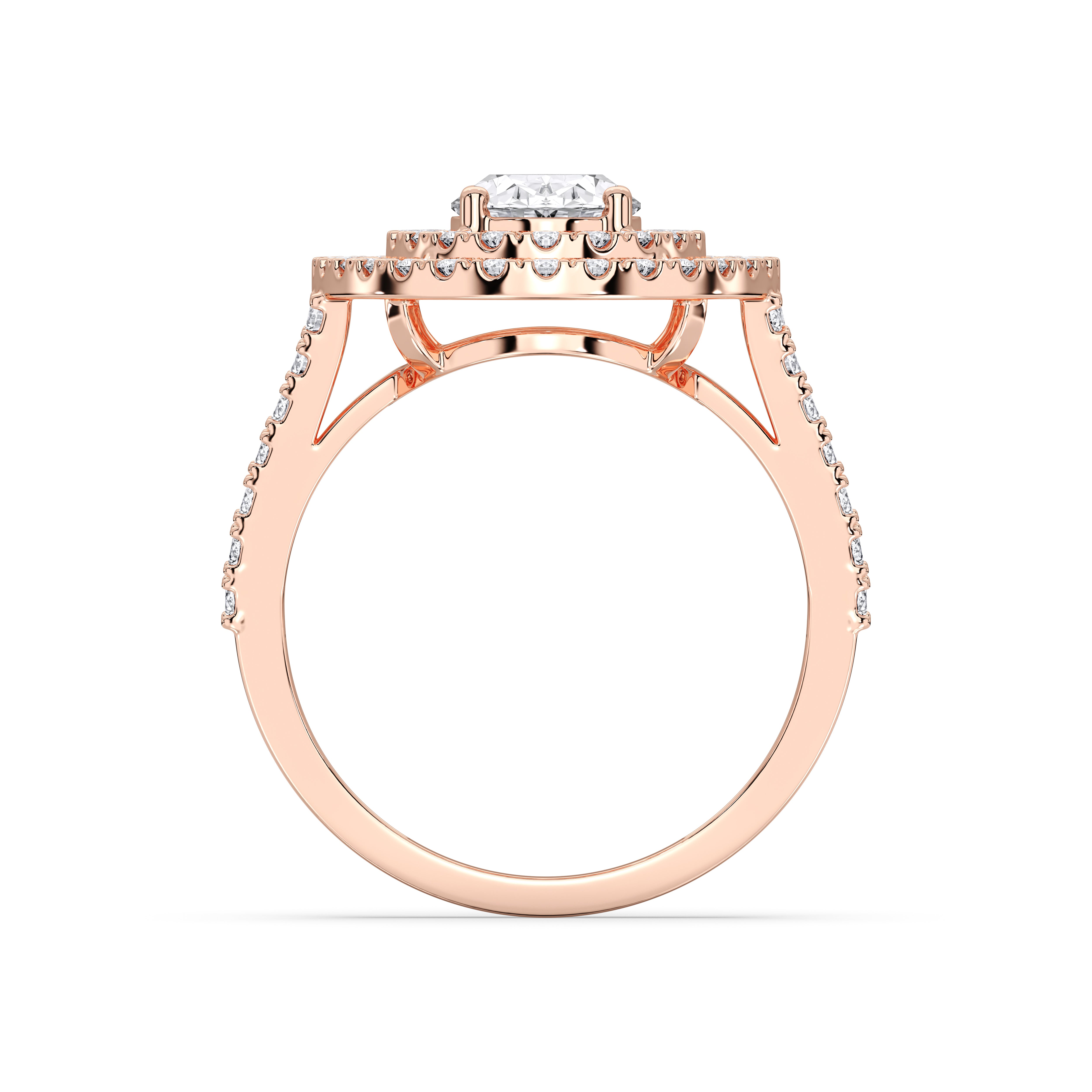2.50 Carat Oval & Round Cut Lab Grown Diamond Halo Set Engagement Ring in Solid for Her