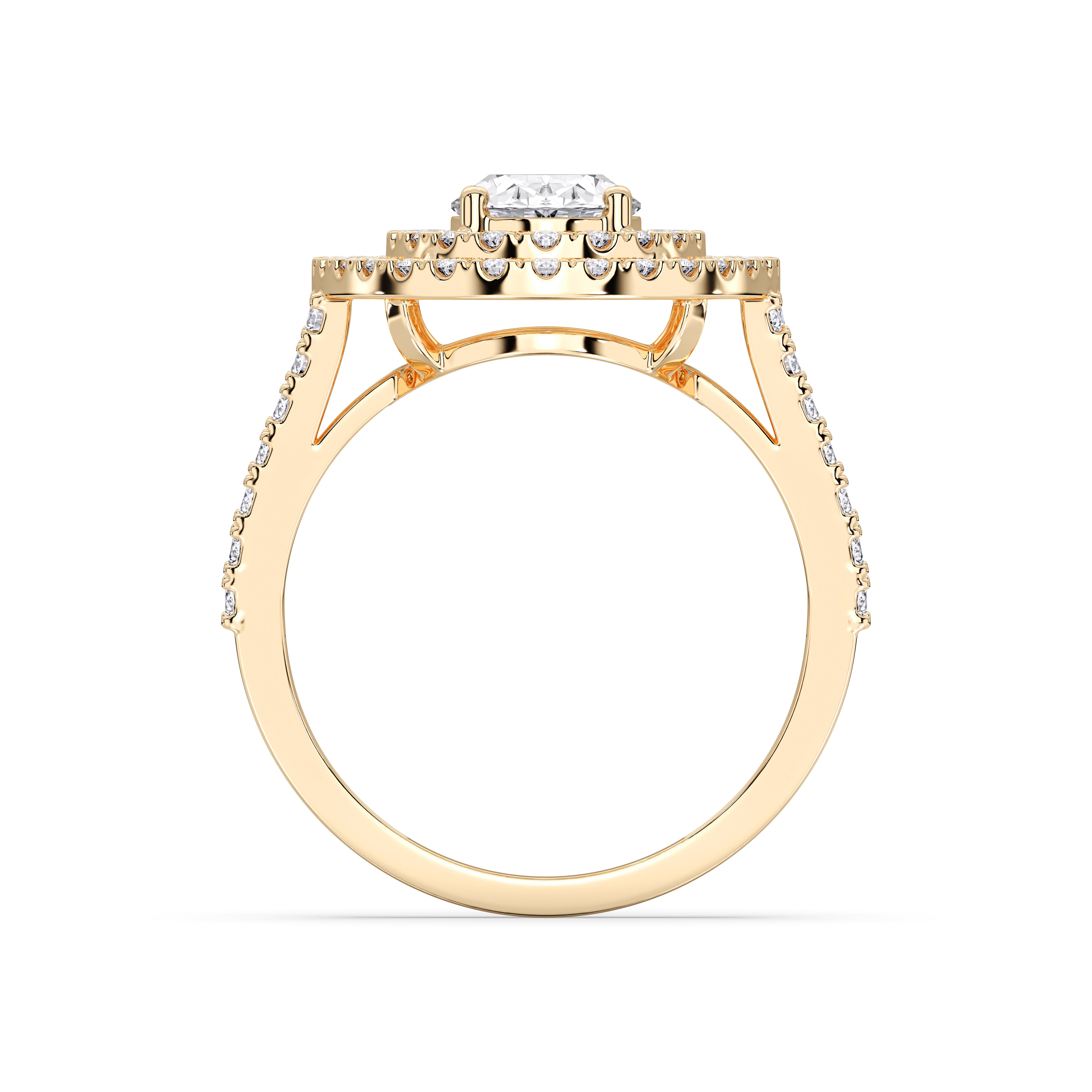 2.50 Carat Oval & Round Cut Lab Grown Diamond Halo Set Engagement Ring in Solid for Her