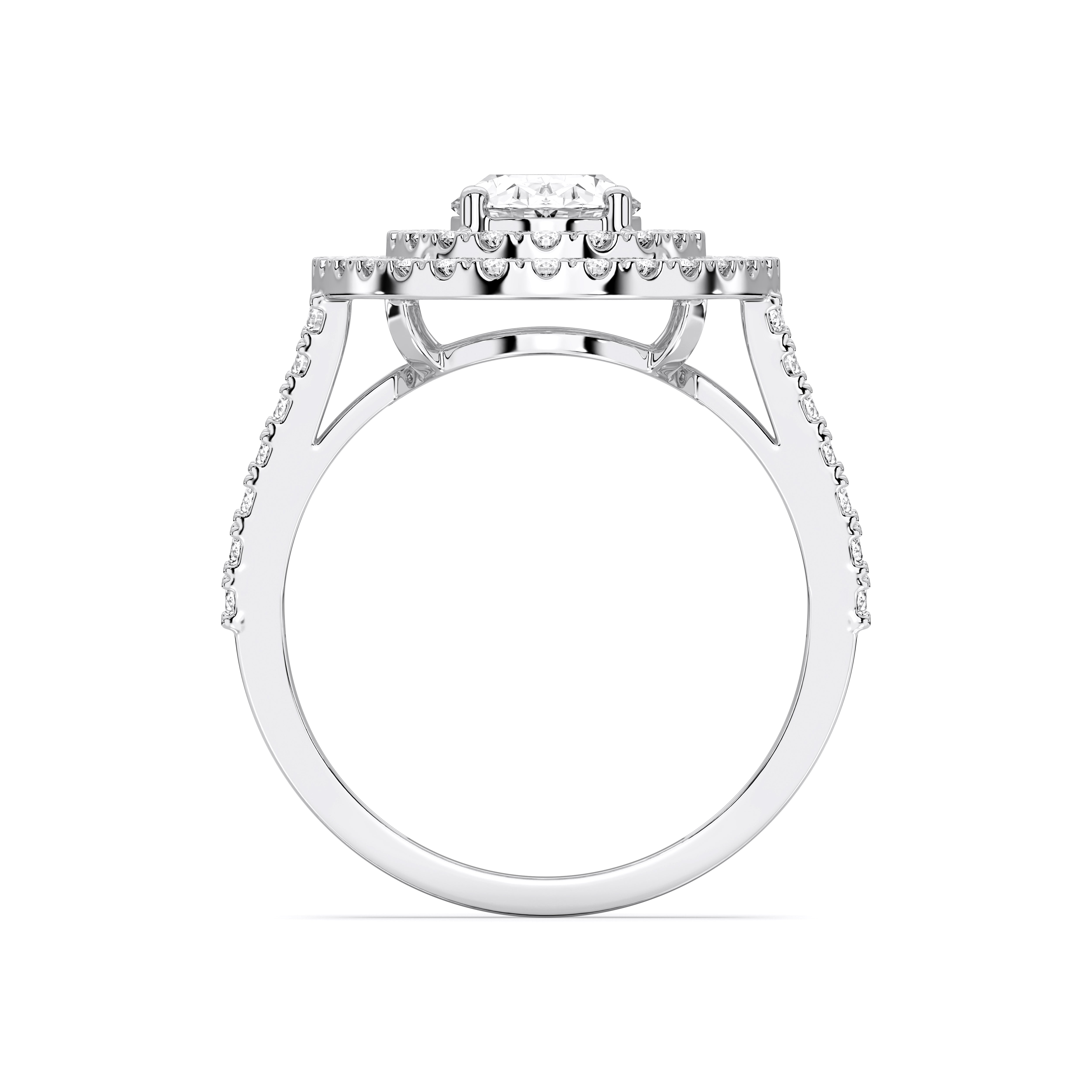 2.50 Carat Oval & Round Cut Lab Grown Diamond Halo Set Engagement Ring in Solid for Her
