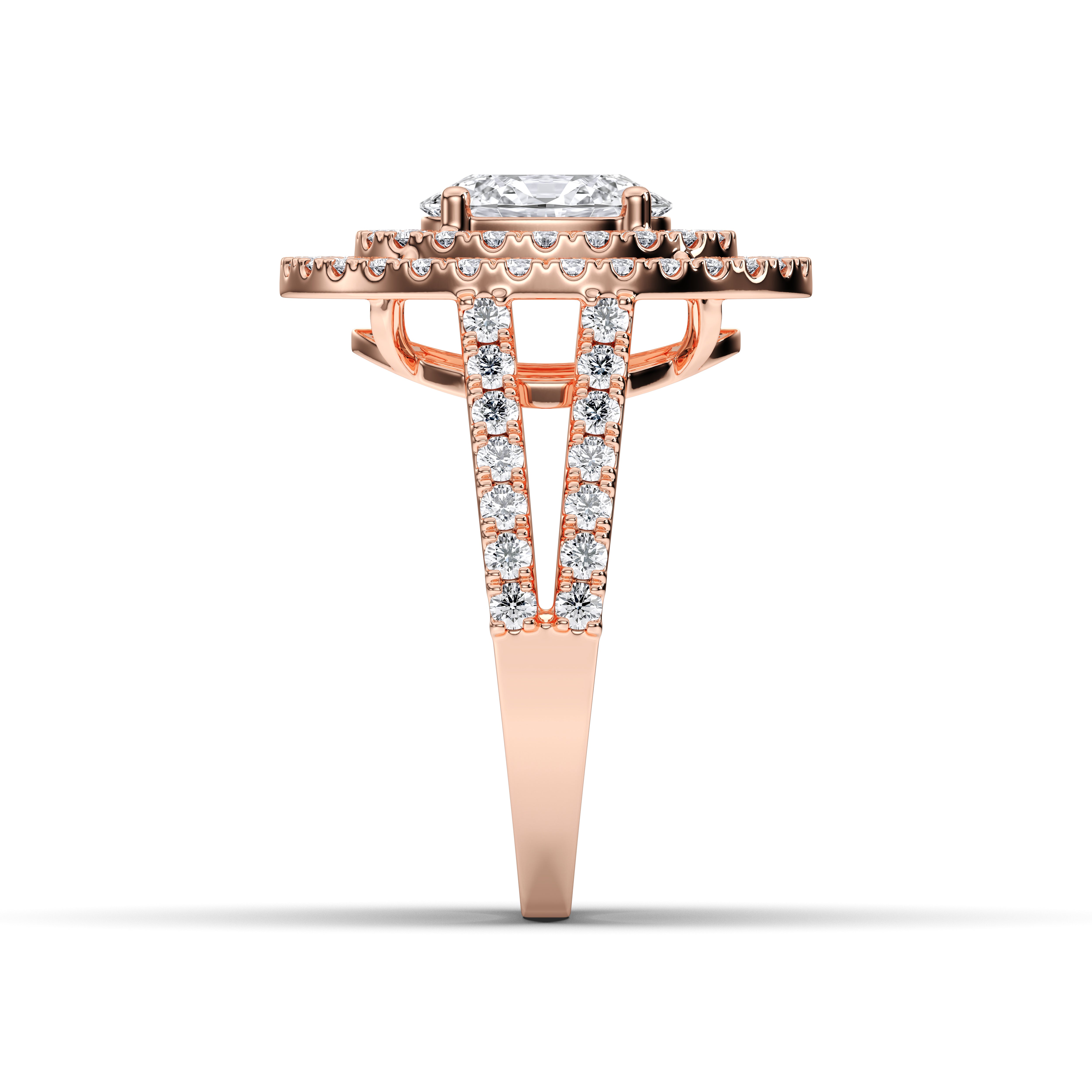 2.50 Carat Oval & Round Cut Lab Grown Diamond Halo Set Engagement Ring in Solid for Her