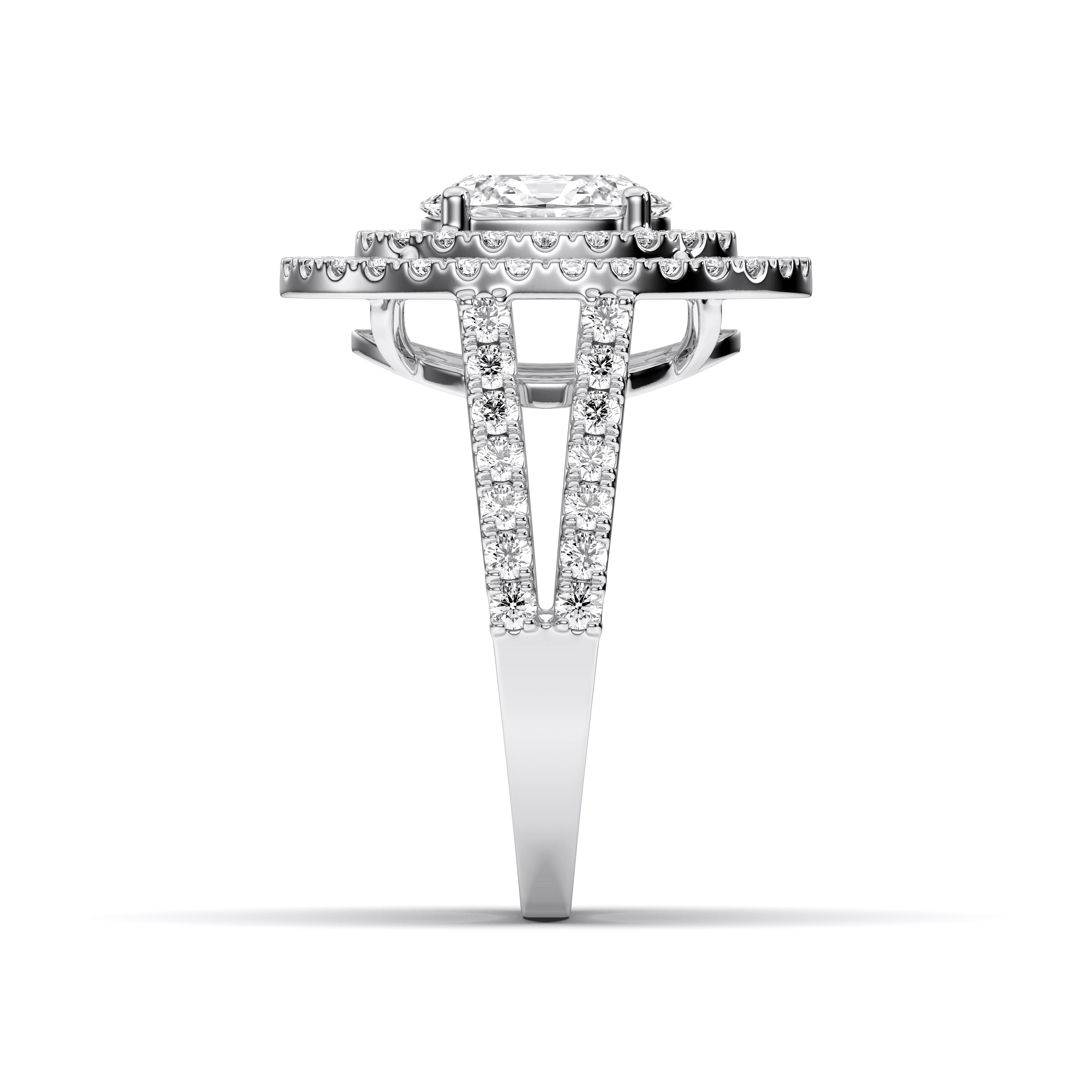 2.50 Carat Oval & Round Cut Lab Grown Diamond Halo Set Engagement Ring in Solid for Her