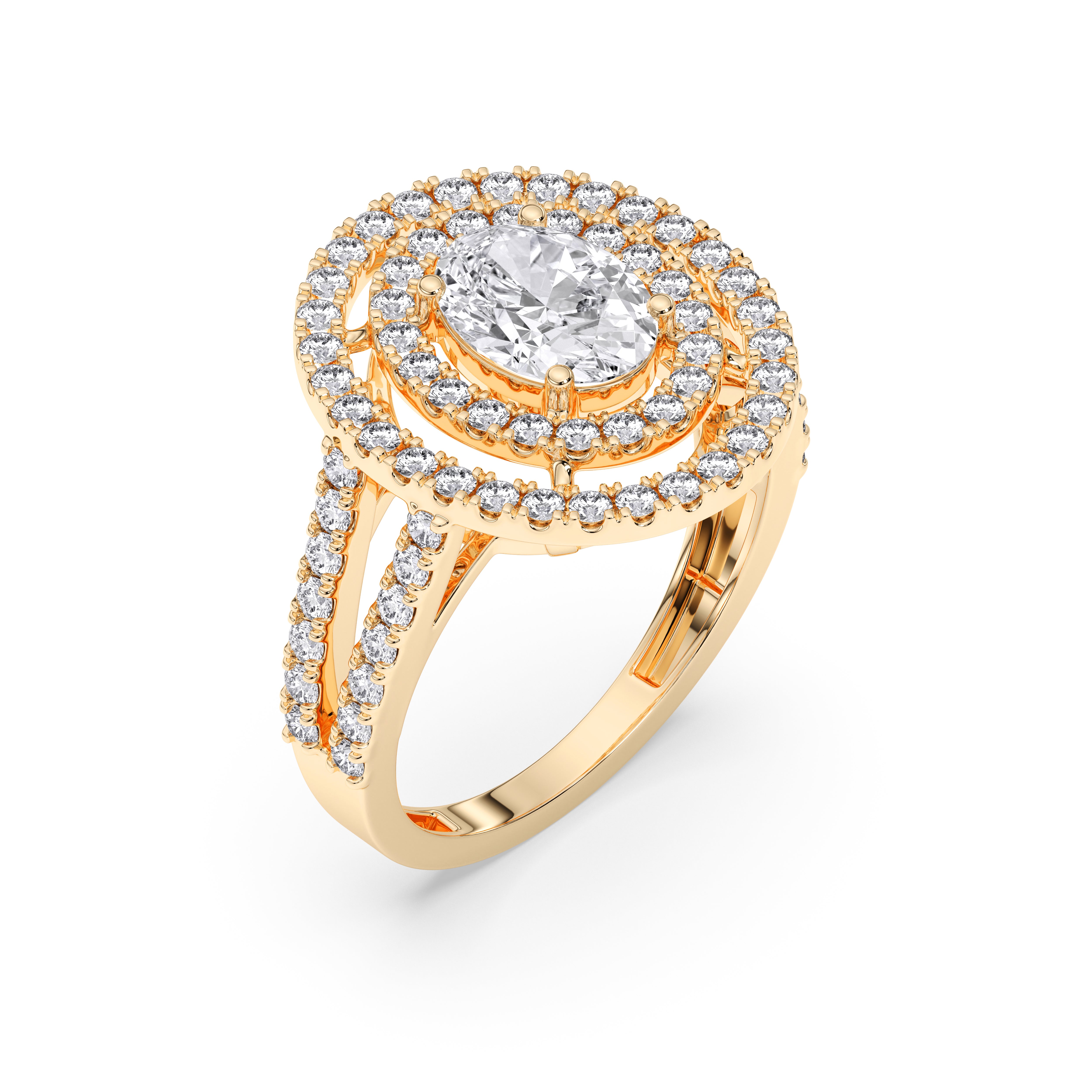 2.50 Carat Oval & Round Cut Lab Grown Diamond Halo Set Engagement Ring in Solid for Her
