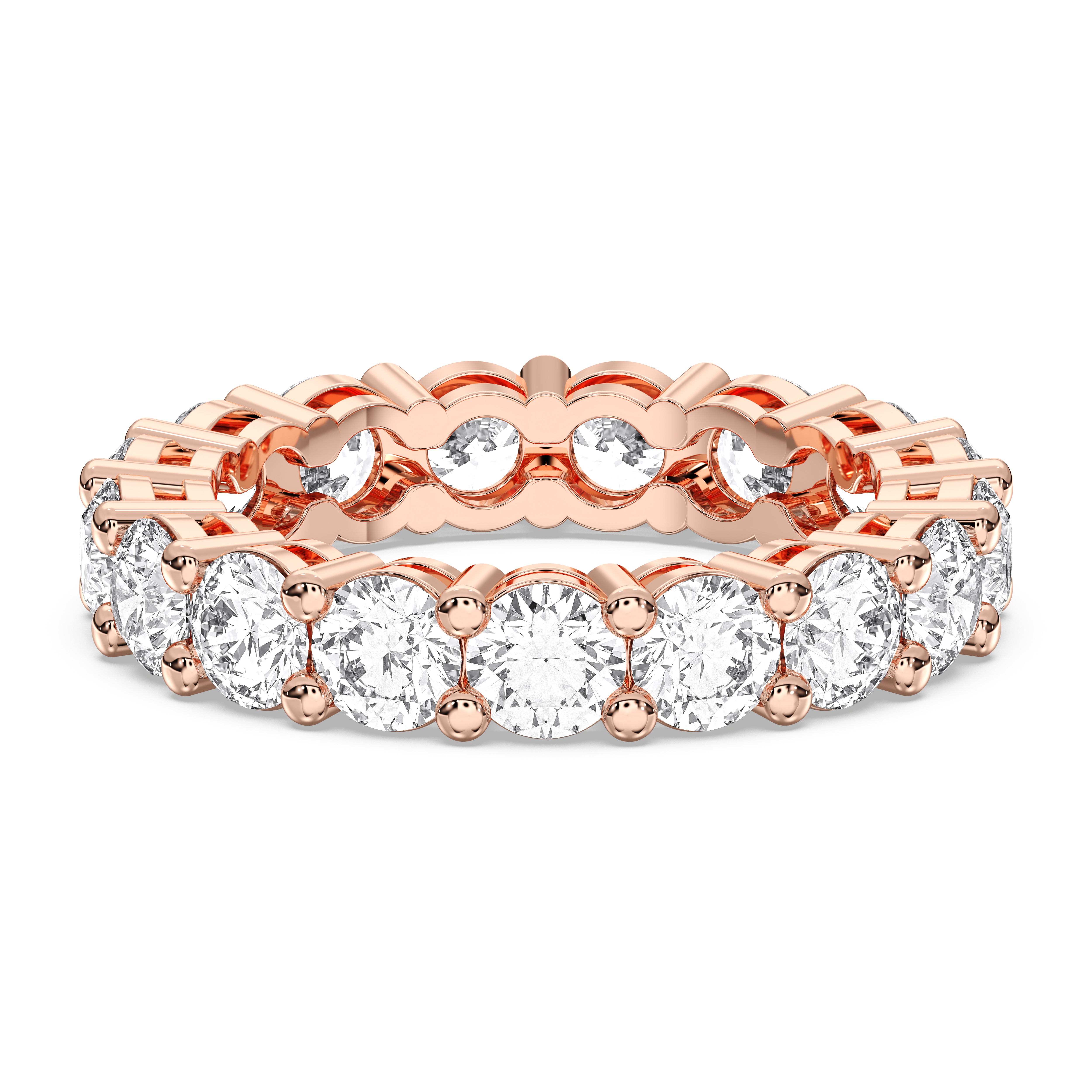 2.41 Carat Round Shape Lab Grown Diamond Eternity Wedding Ring in Solid Gold