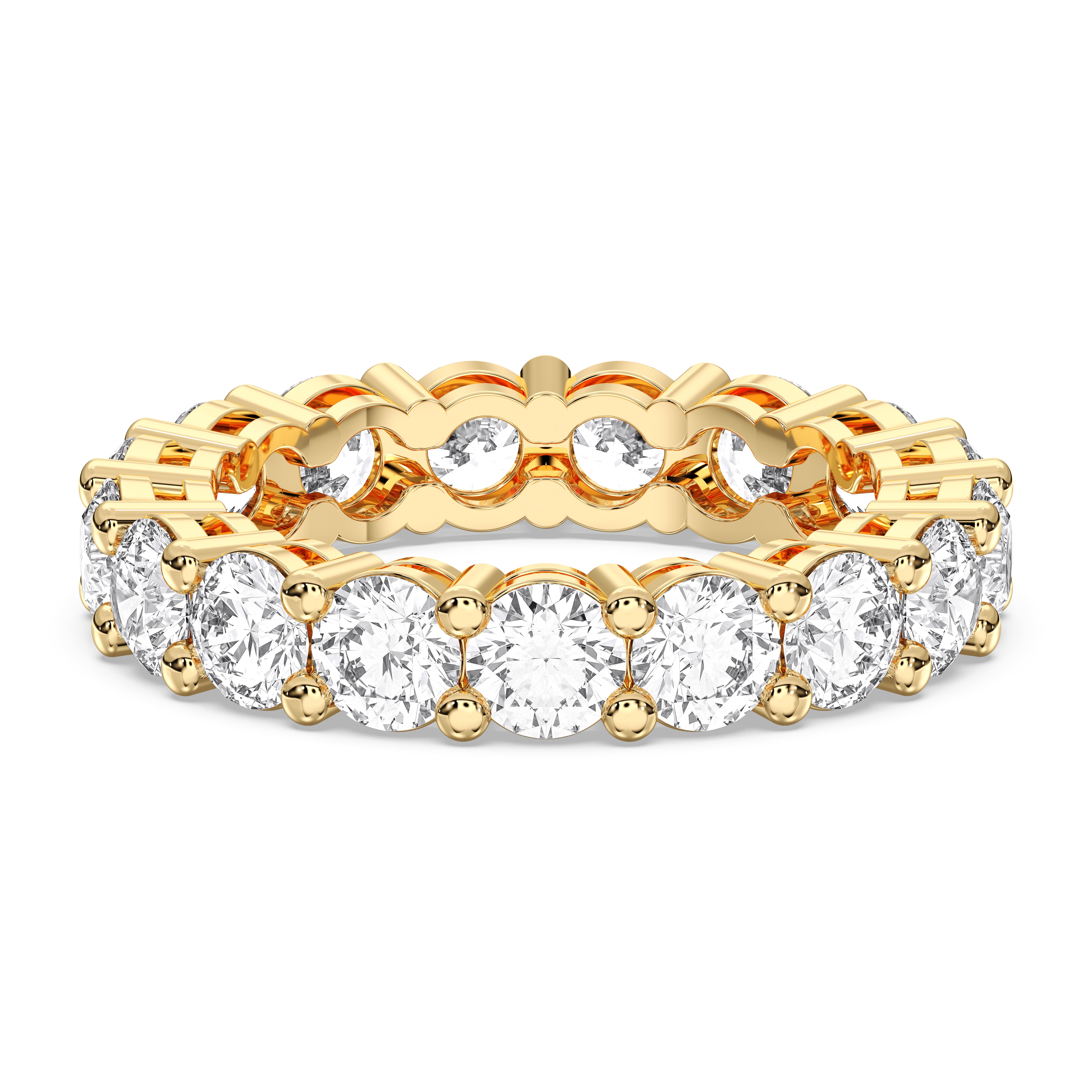 2.41 Carat Round Shape Lab Grown Diamond Eternity Wedding Ring in Solid Gold