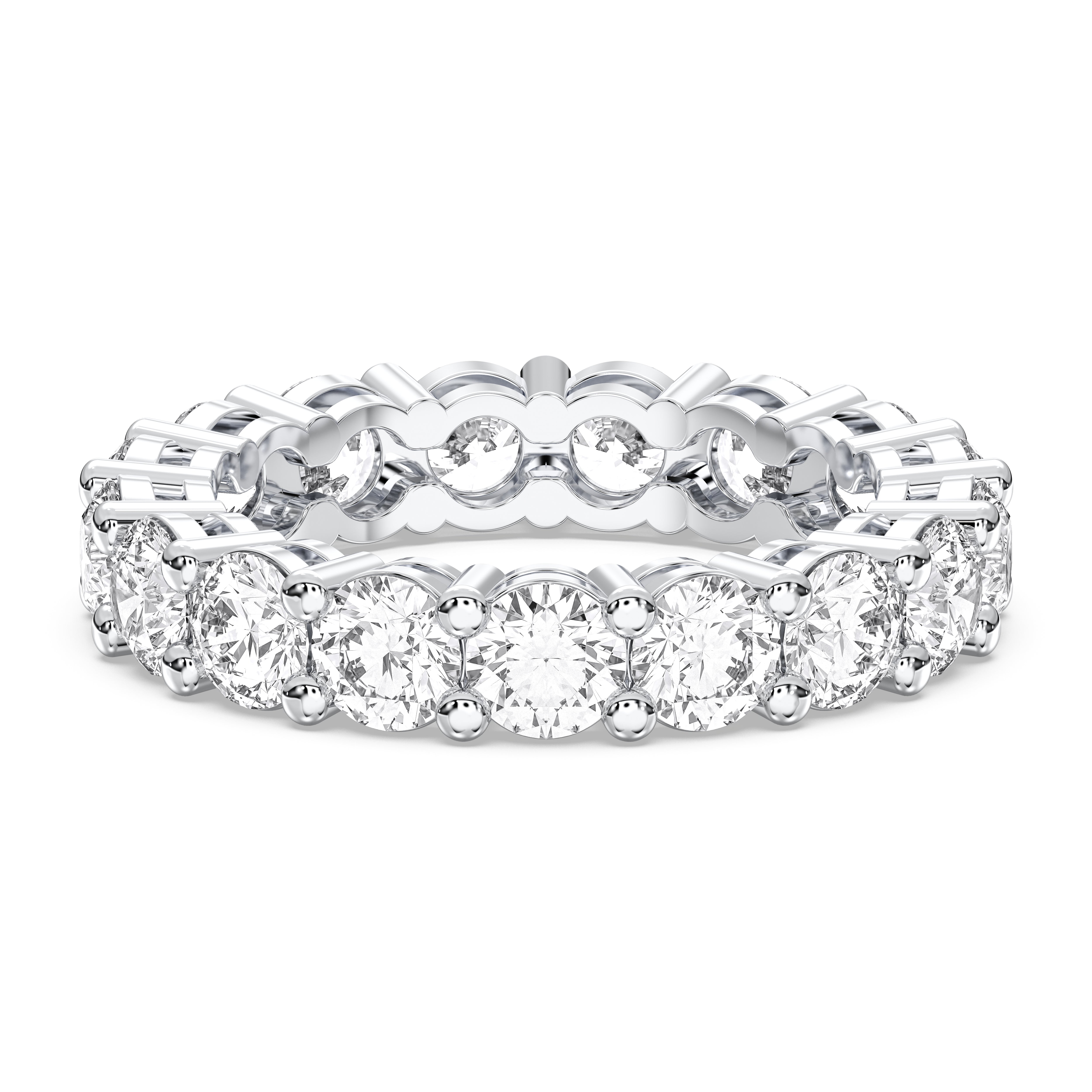 2.41 Carat Round Shape Lab Grown Diamond Eternity Wedding Ring in Solid Gold