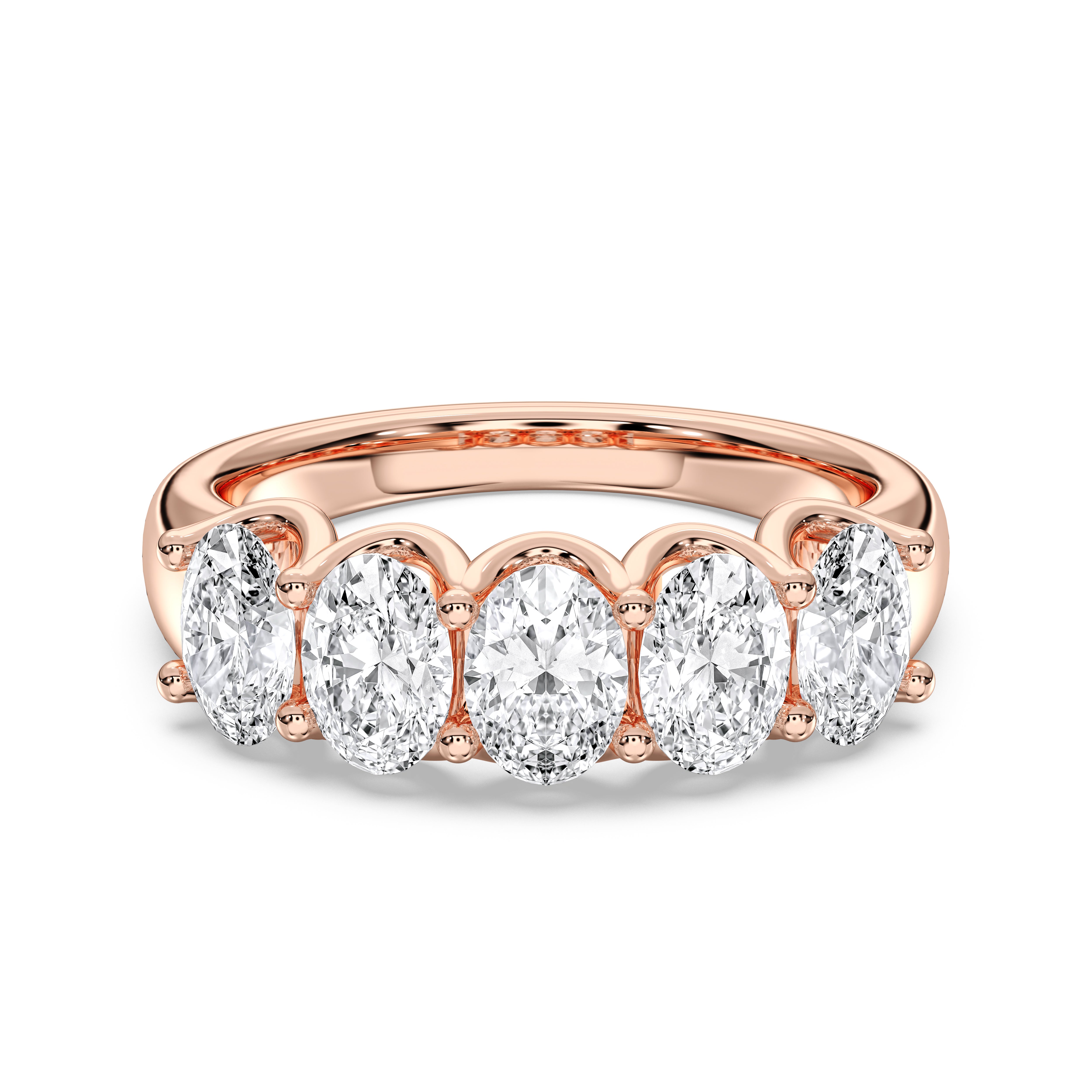 1.50 To 3.50 Carat Oval Cut Lab Grown Diamond 5 Stone Wedding Ring Made in Solid Gold