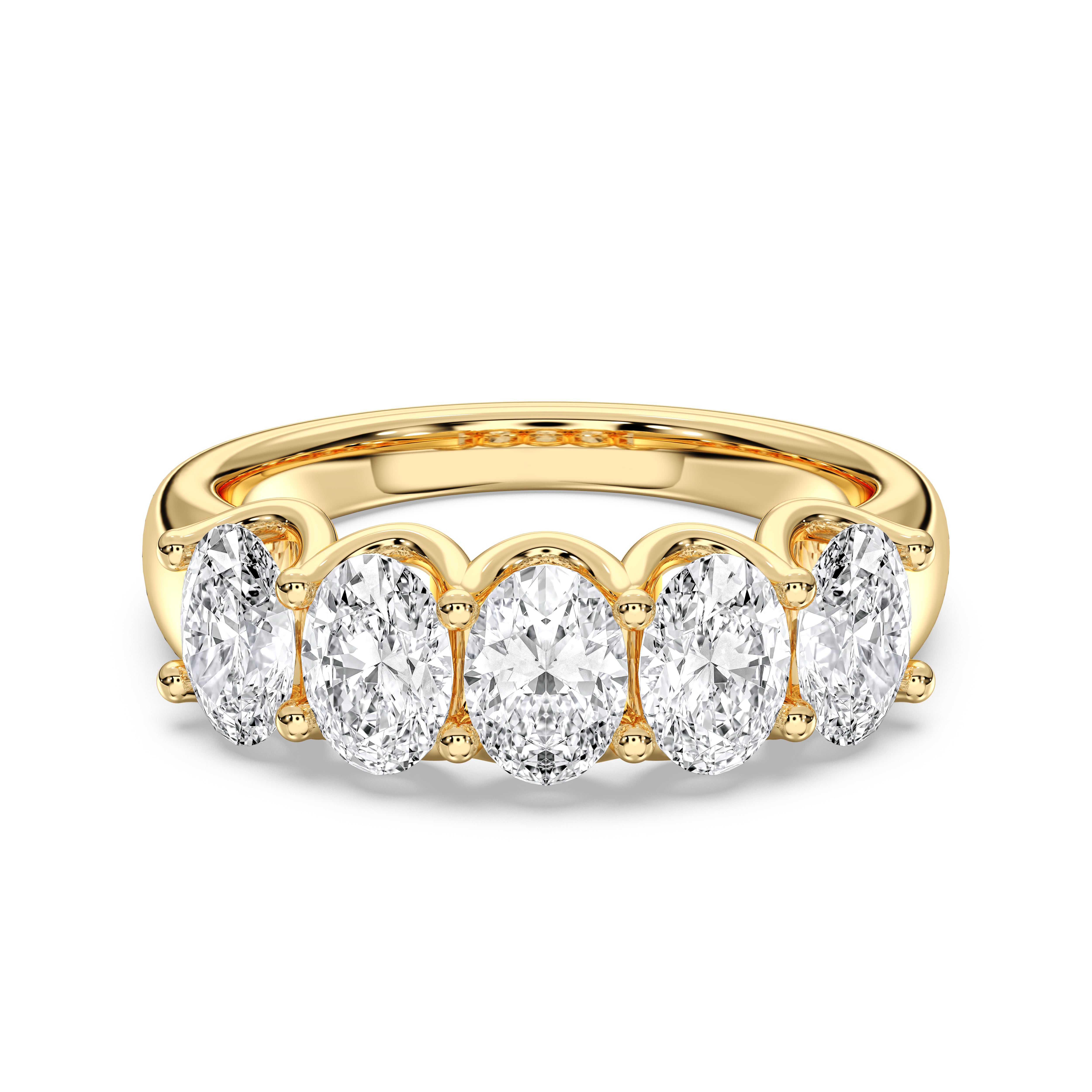 1.50 To 3.50 Carat Oval Cut Lab Grown Diamond 5 Stone Wedding Ring Made in Solid Gold