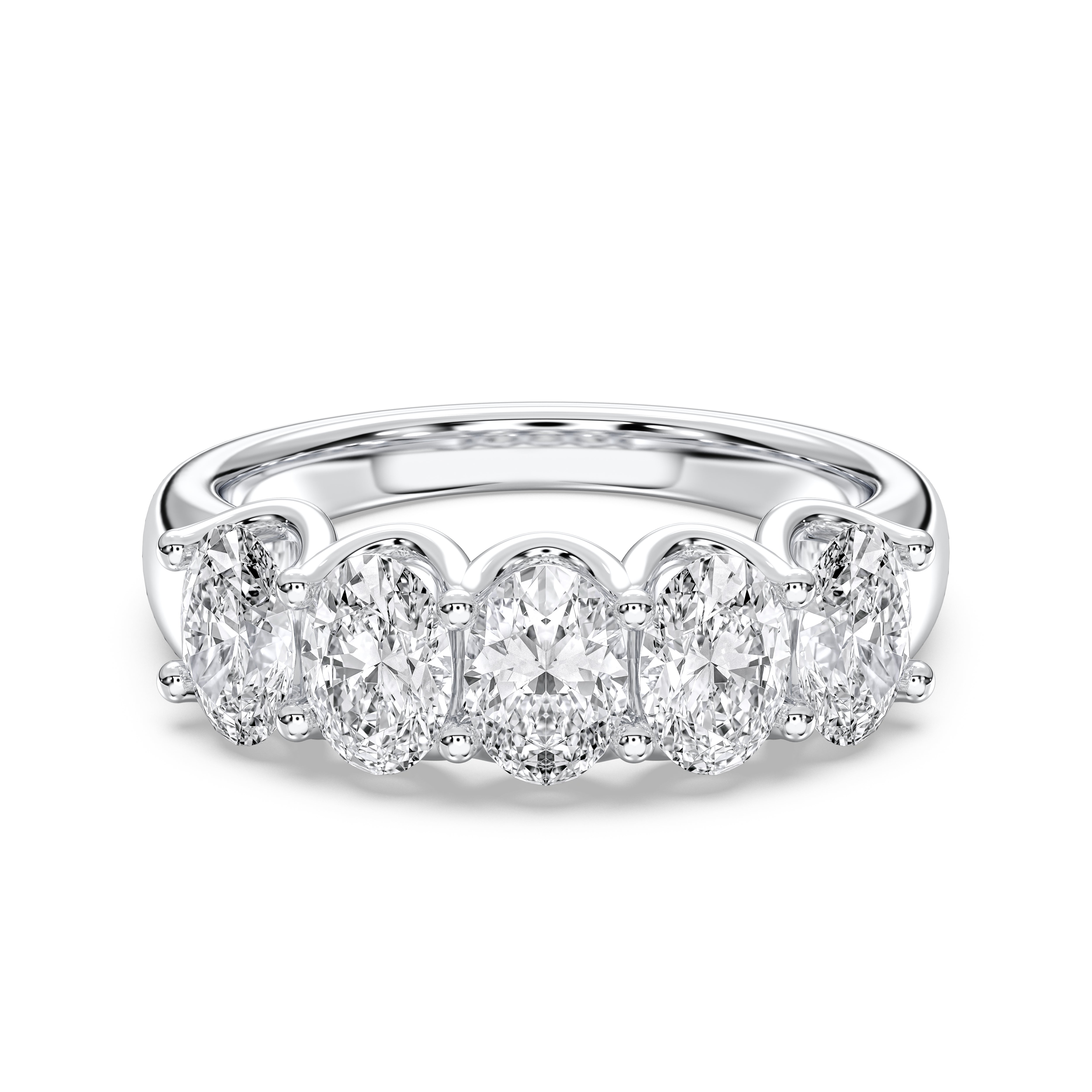 1.50 To 3.50 Carat Oval Cut Lab Grown Diamond 5 Stone Wedding Ring Made in Solid Gold