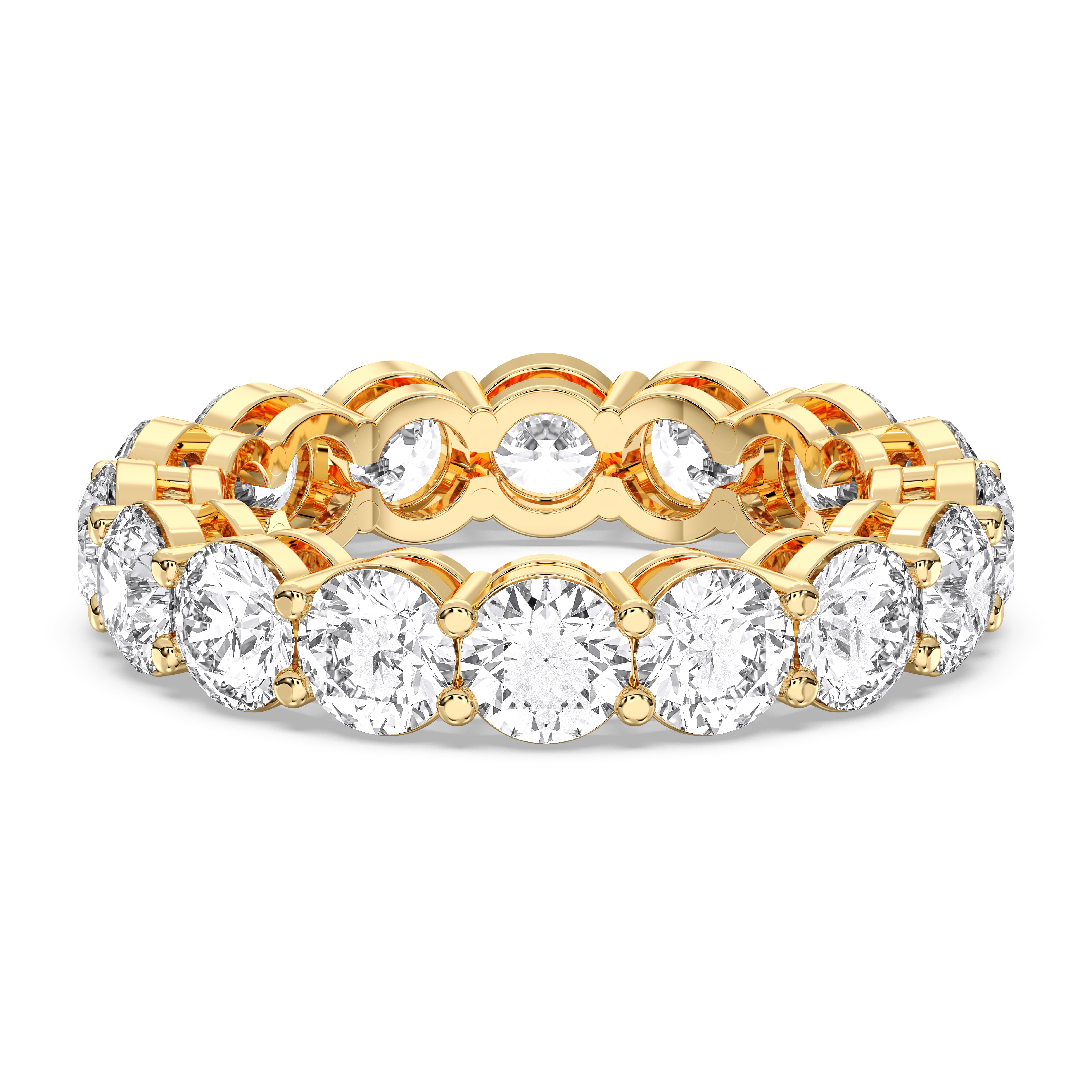 4.00 Carat Round Shape Lab Grown Diamond Eternity Wedding Ring in Solid Gold