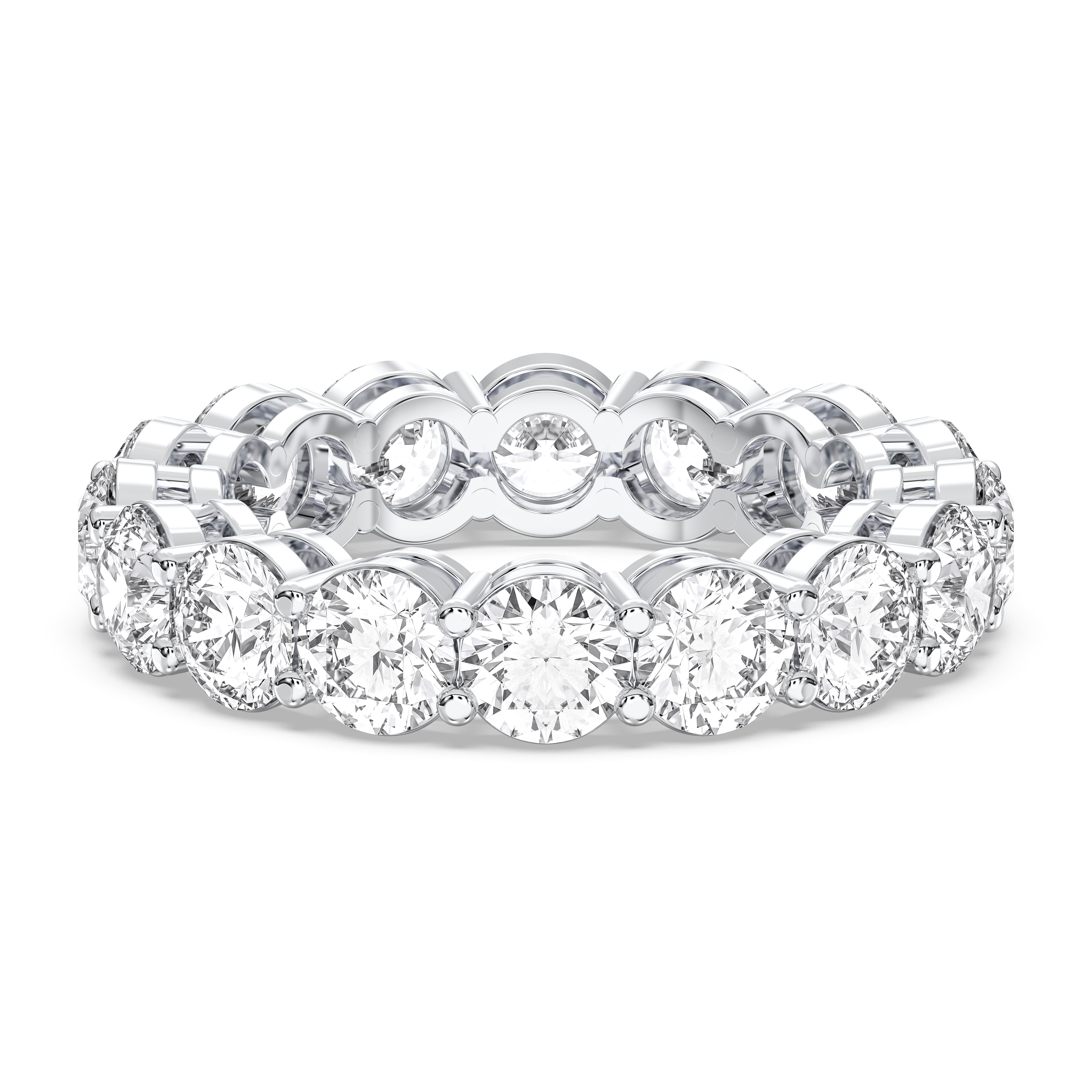4.00 Carat Round Shape Lab Grown Diamond Eternity Wedding Ring in Solid Gold