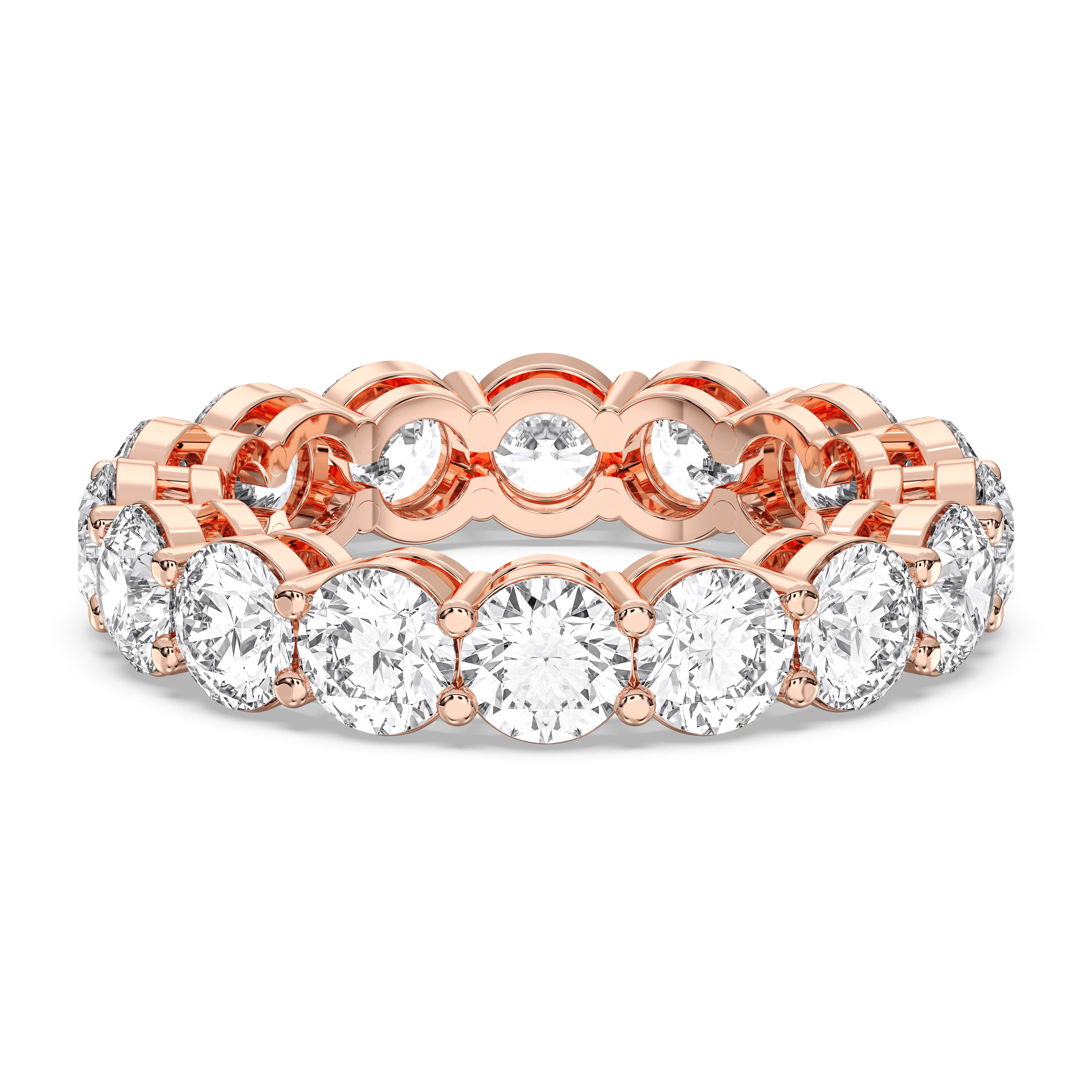 4.00 Carat Round Shape Lab Grown Diamond Eternity Wedding Ring in Solid Gold