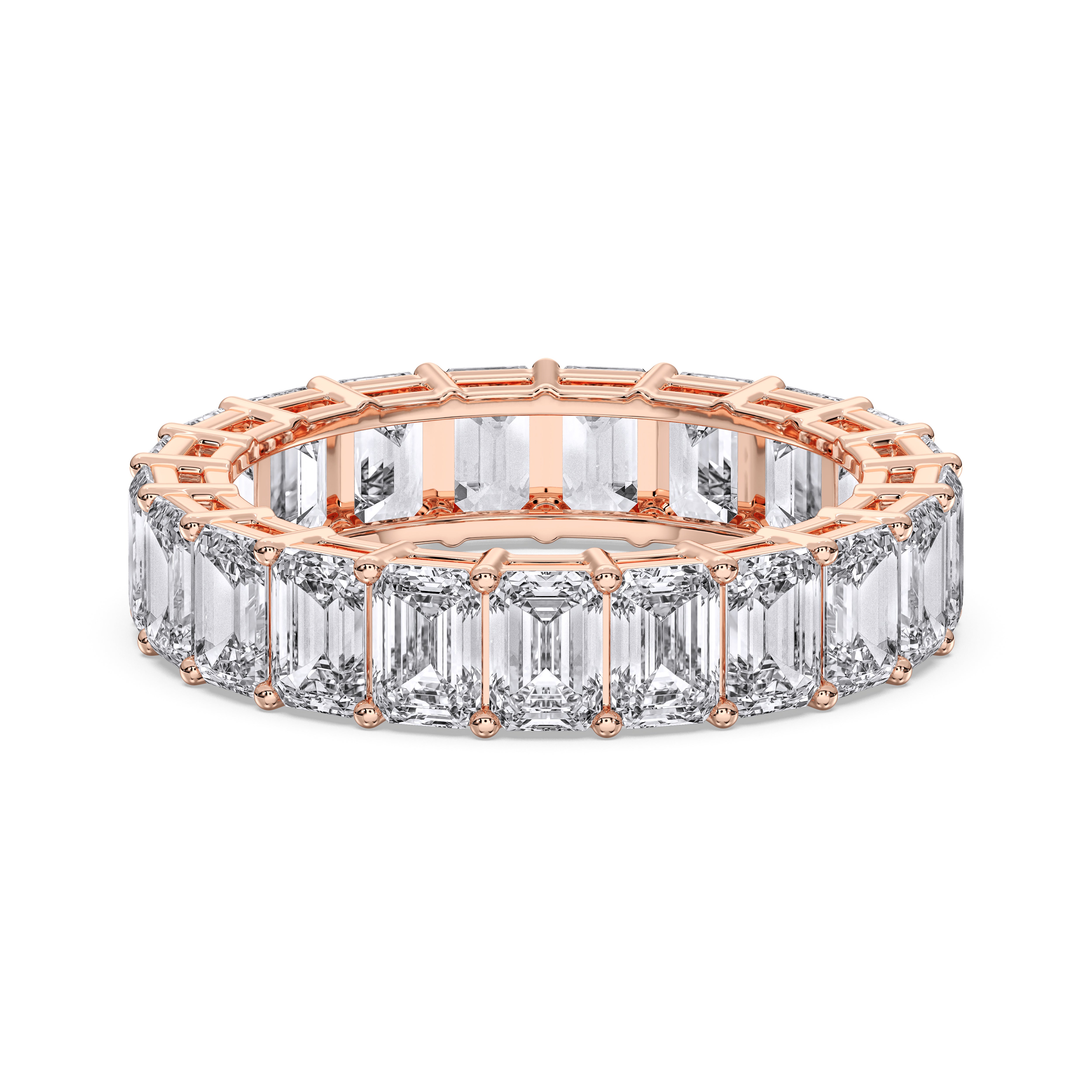 4.20 Carat Emerald Cut Lab Grown Diamond Eternity Wedding Ring in Solid Gold