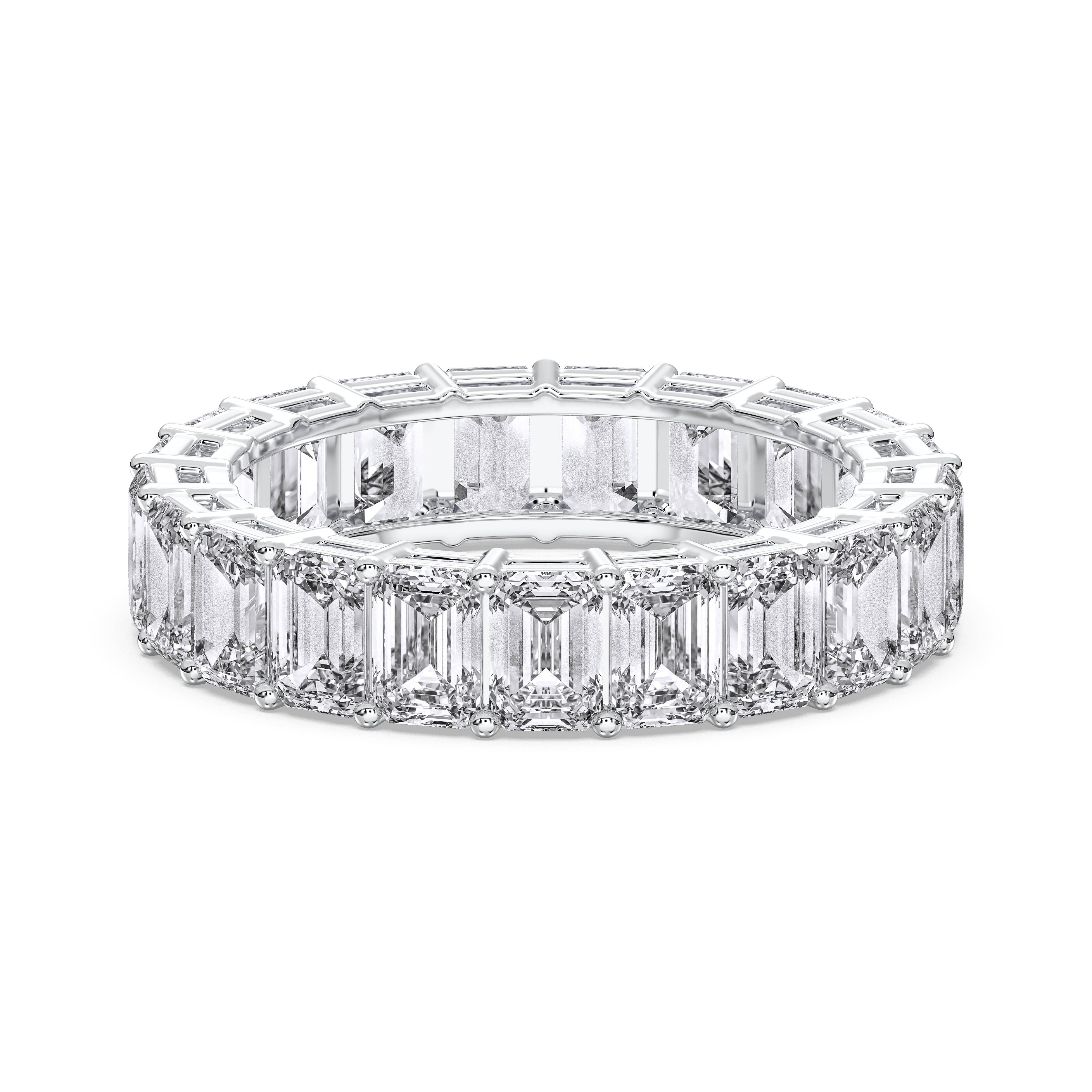 4.20 Carat Emerald Cut Lab Grown Diamond Eternity Wedding Ring in Solid Gold