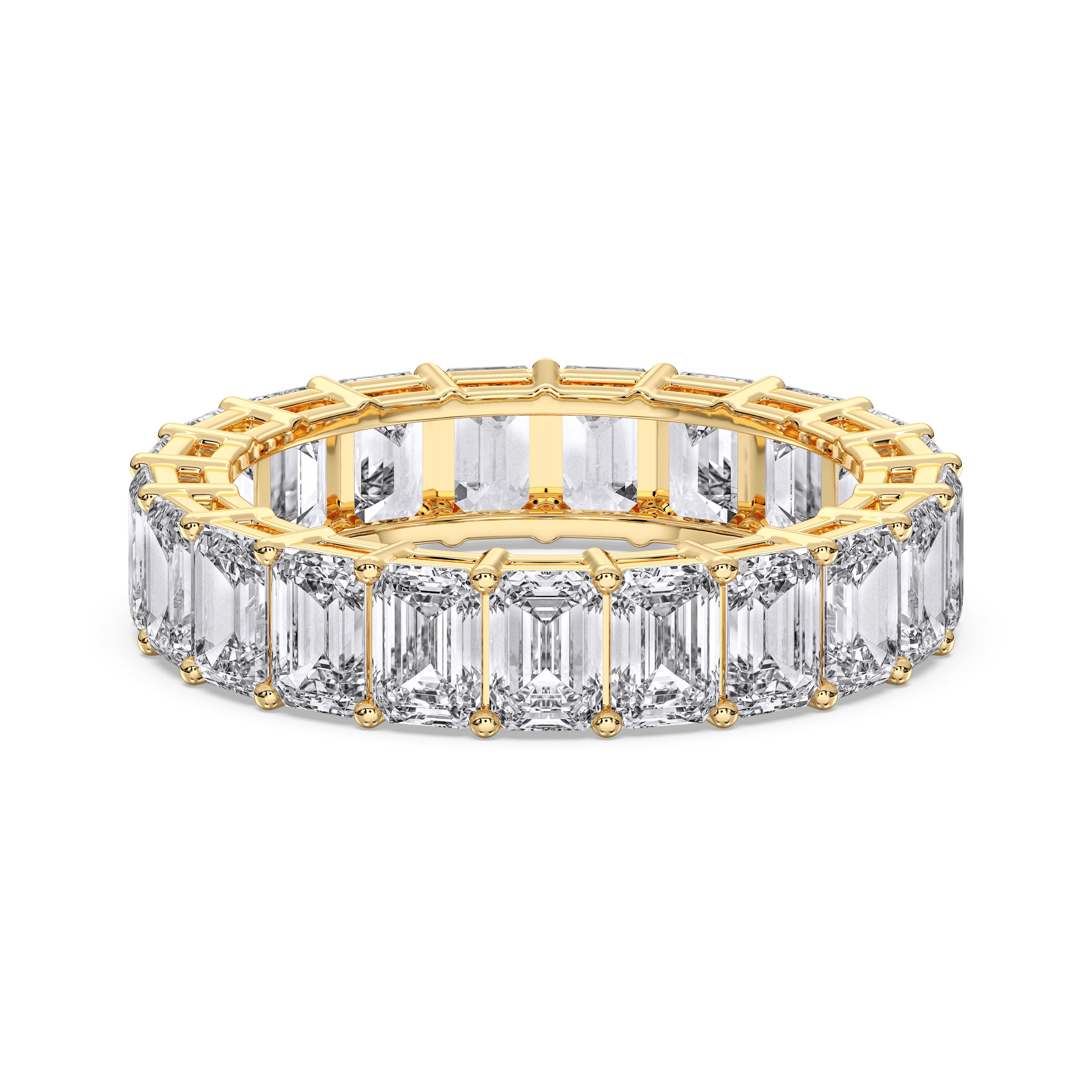 4.20 Carat Emerald Cut Lab Grown Diamond Eternity Wedding Ring in Solid Gold