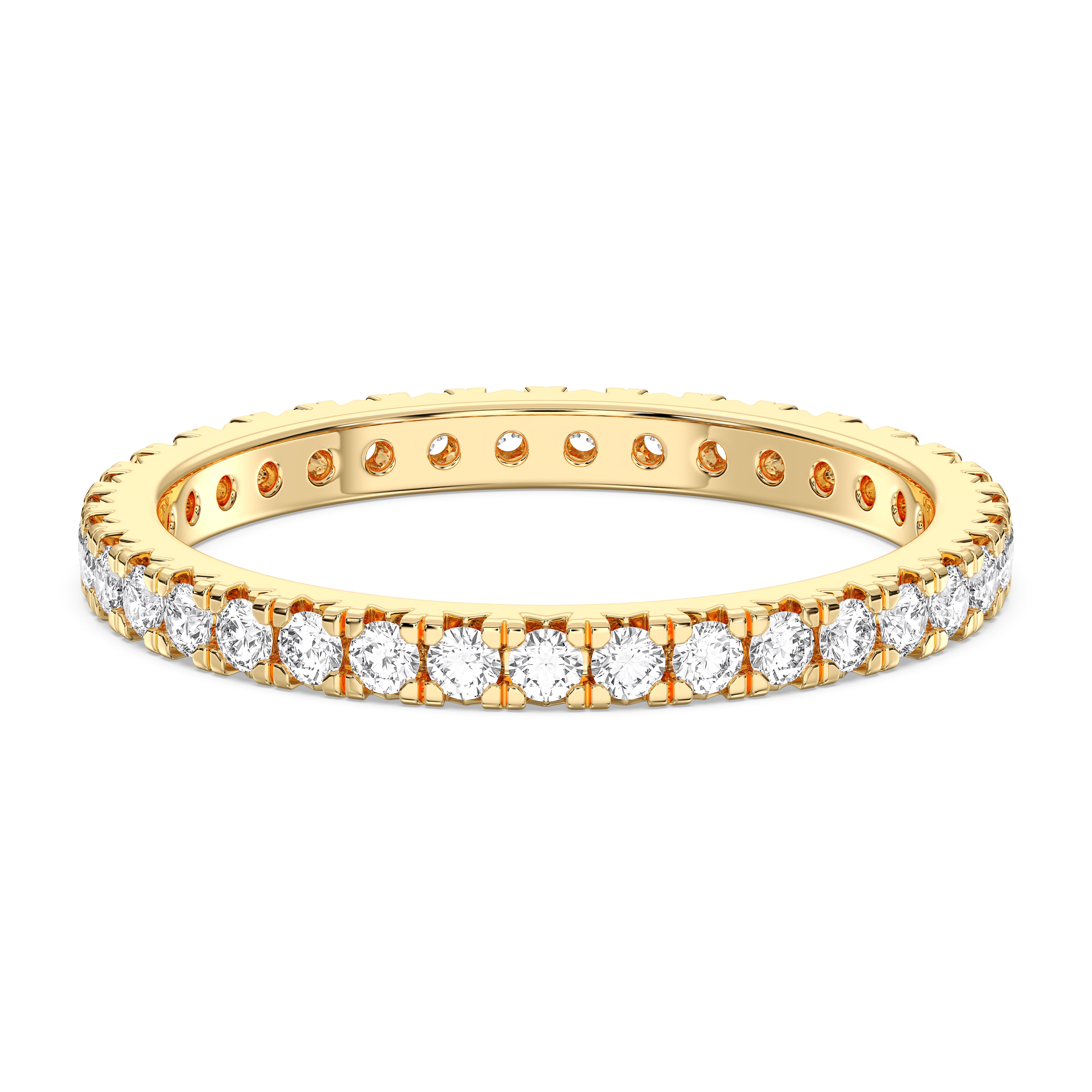 0.95 Carat Round Cut Lab Grown Diamond Eternity Wedding Ring in Solid Gold
