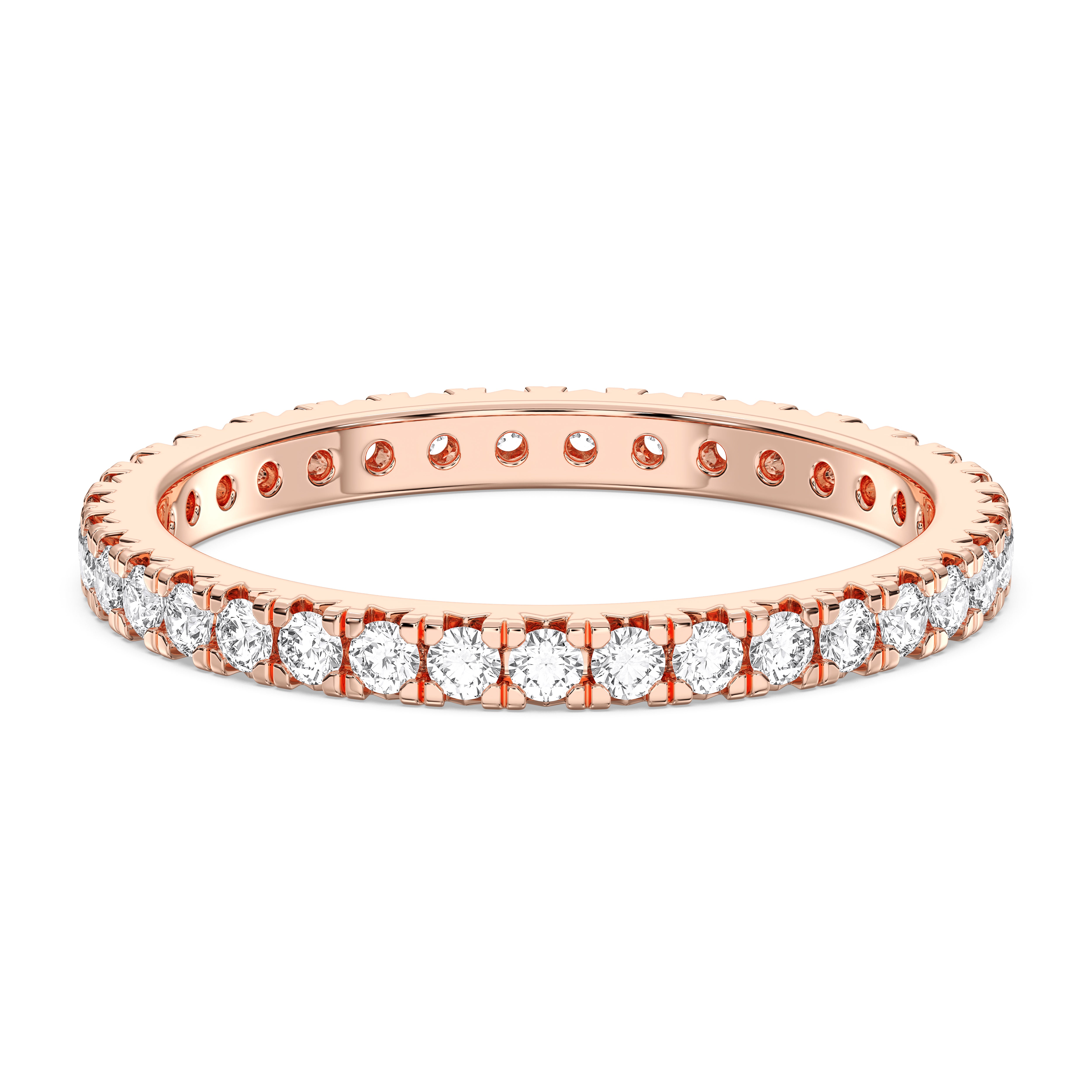 0.95 Carat Round Cut Lab Grown Diamond Eternity Wedding Ring in Solid Gold