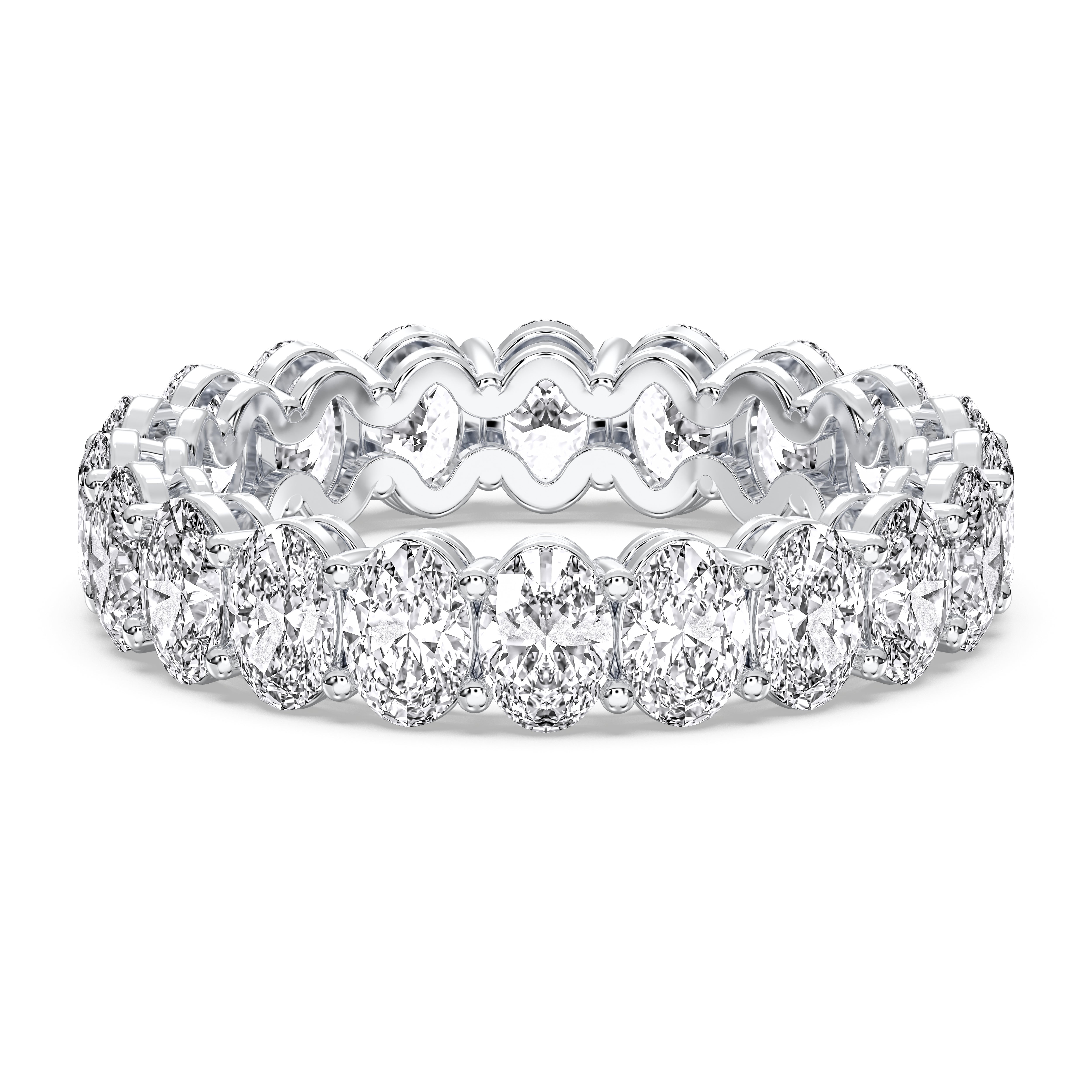 Oval Cut 5 Carat Lab Grown Diamond Prong Set Wedding Band in Solid Gold for Her