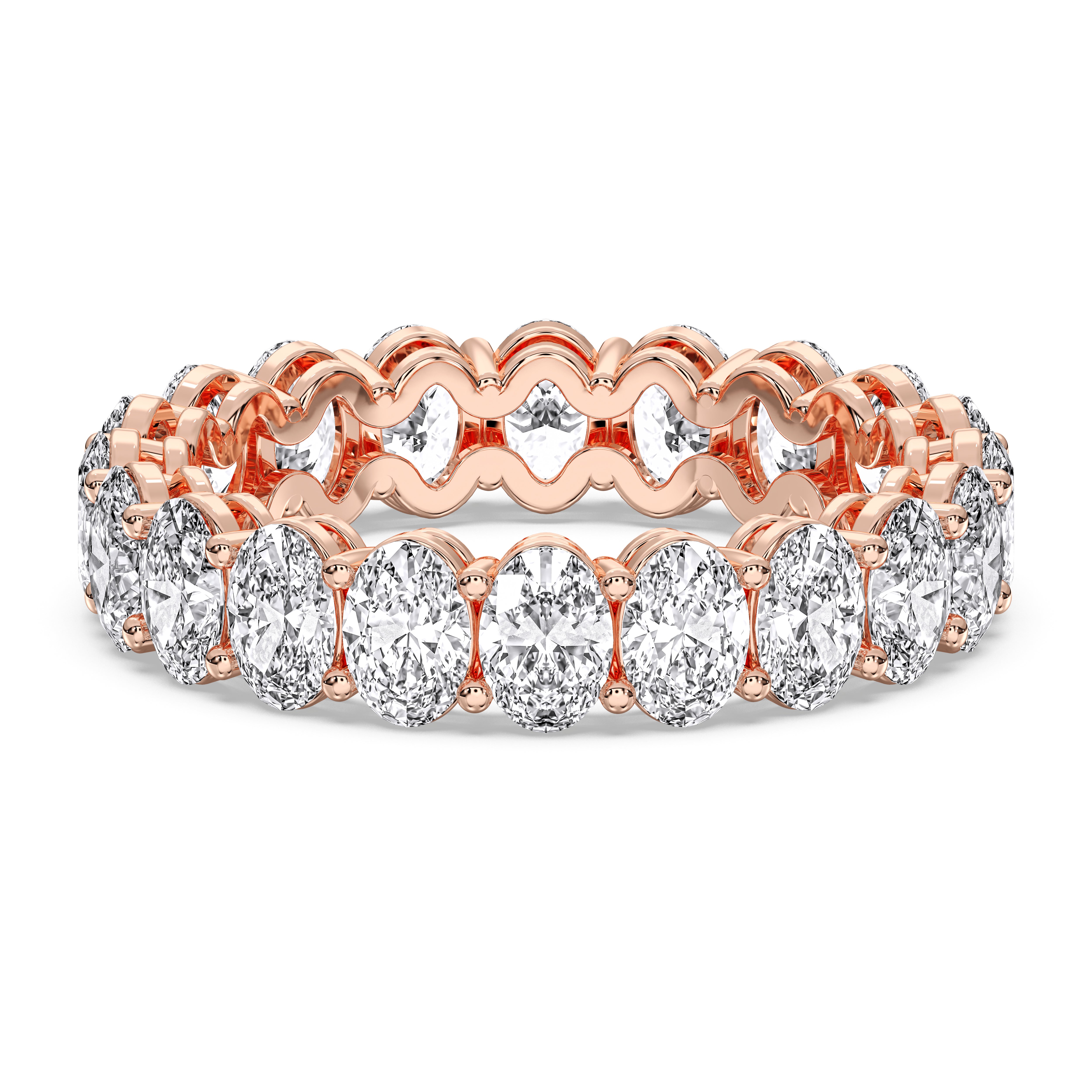 Oval Cut 5 Carat Lab Grown Diamond Prong Set Wedding Band in Solid Gold for Her