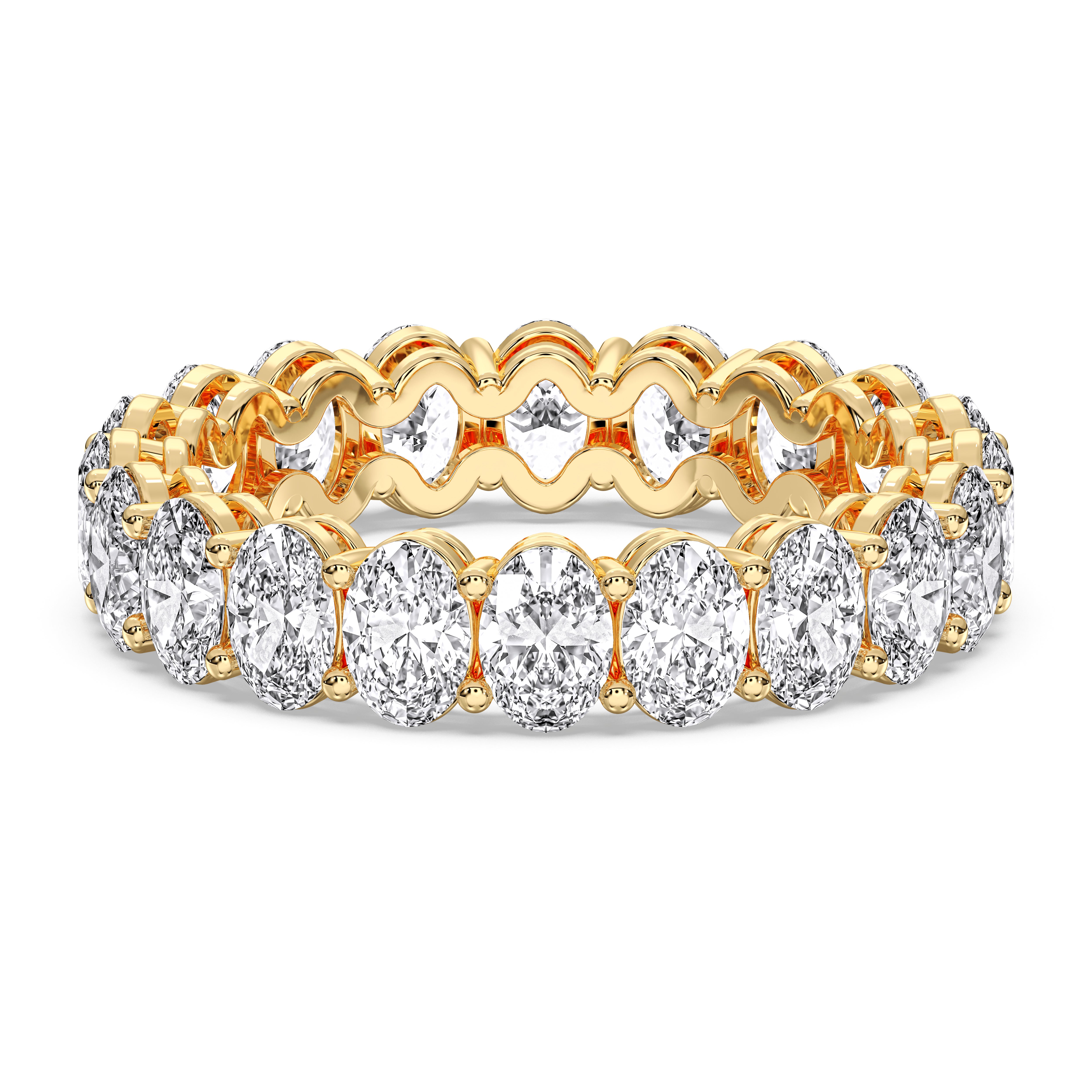 Oval Cut 5 Carat Lab Grown Diamond Prong Set Wedding Band in Solid Gold for Her