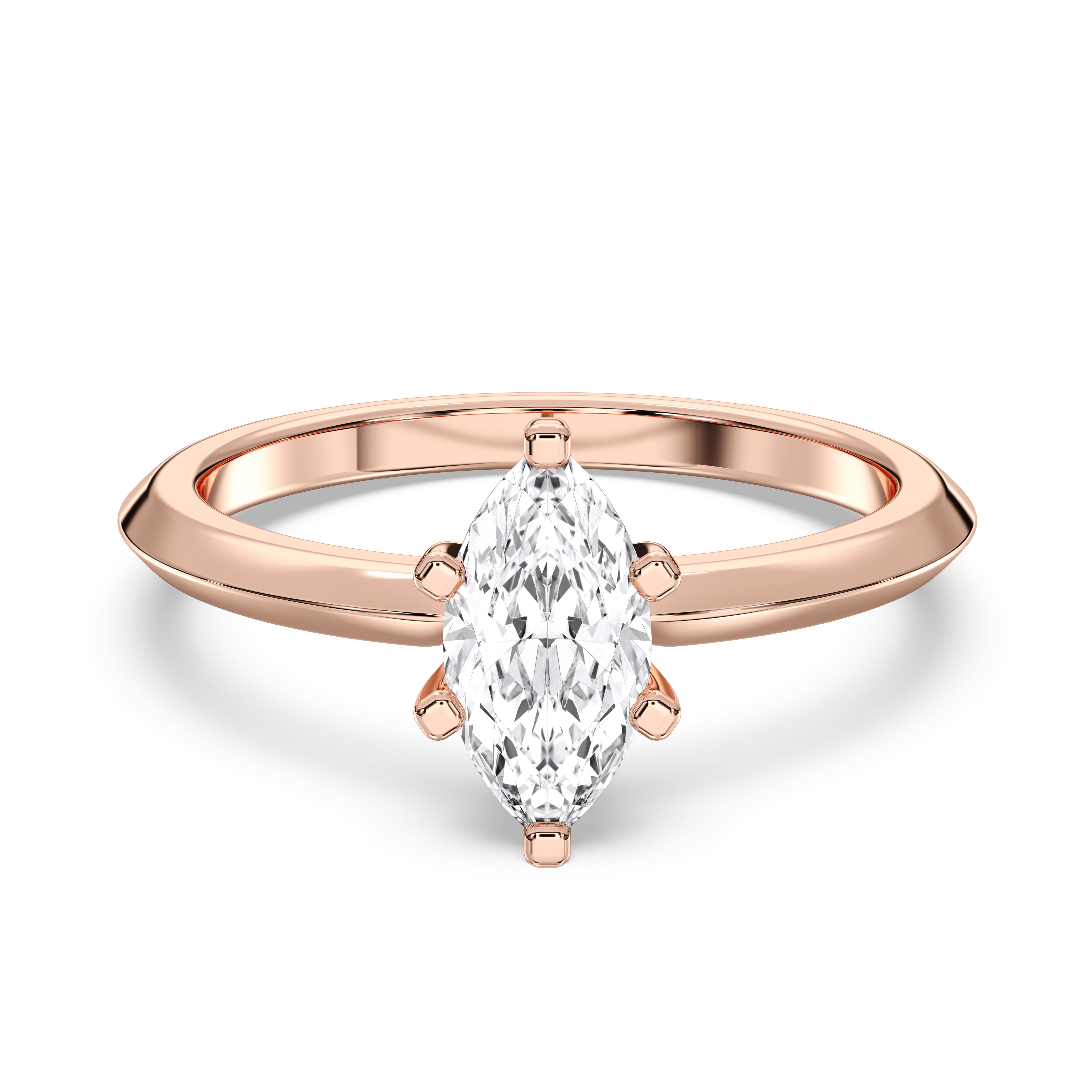 0.60 Carat Marquise Cut Lab Grown Diamond  Solitaire Ring in Solid Gold for Her