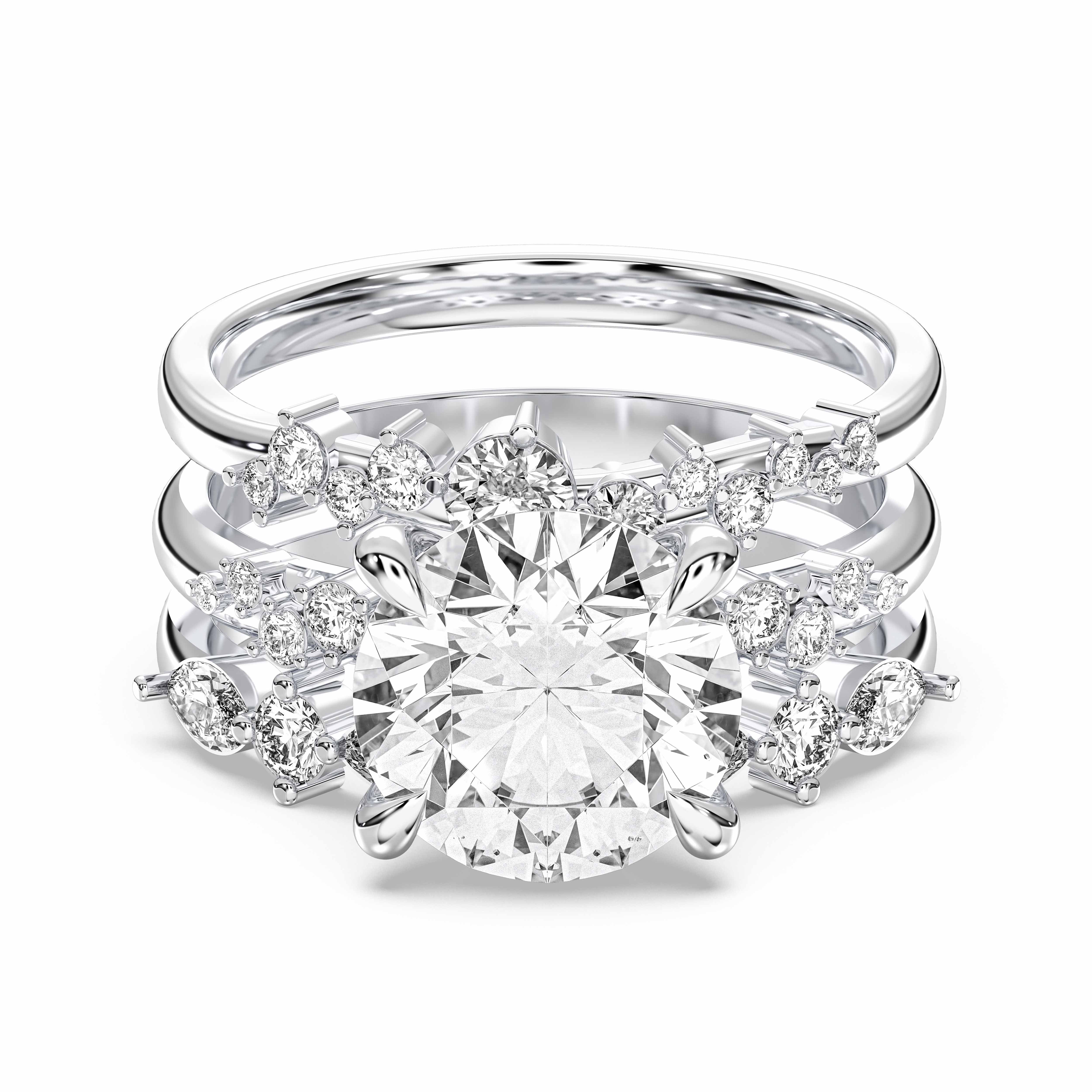 3.35 Carat Round Cut Lab Grown Diamond  Engagement With Matching Wedding Band in Solid Gold