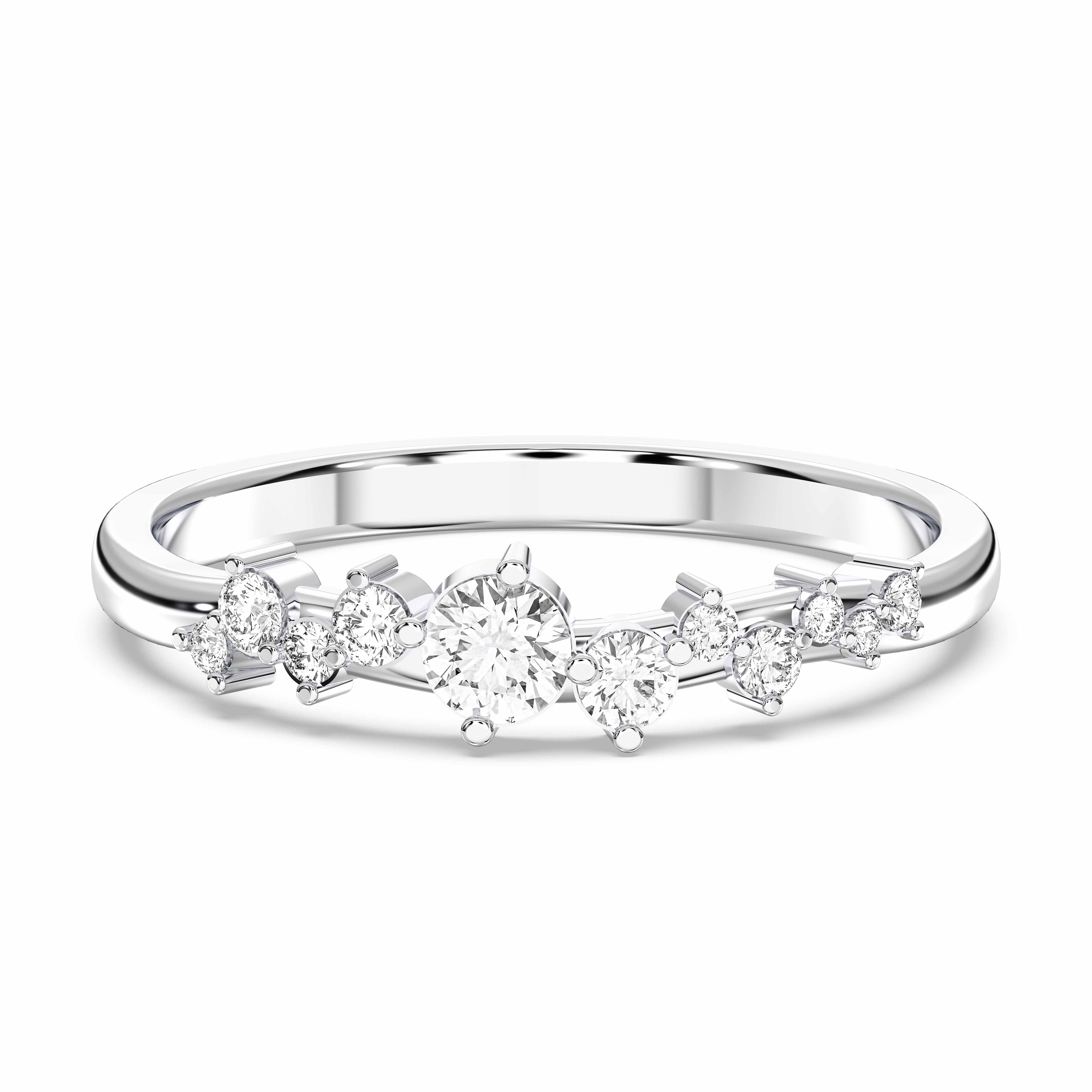 0.18 Carat Round Cut Lab Grown Diamond 11 Stone Wedding Band in Solid Gold