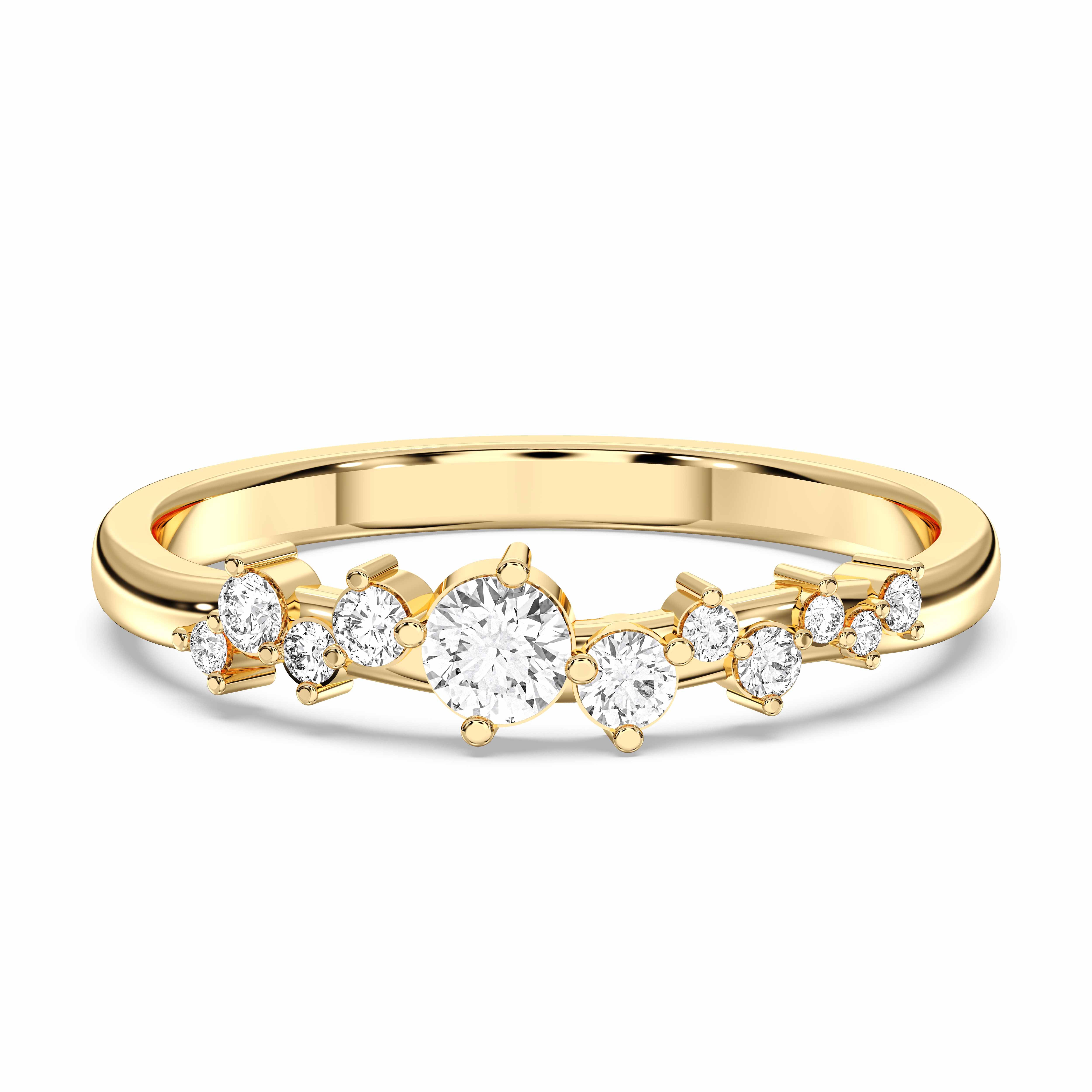 0.18 Carat Round Cut Lab Grown Diamond 11 Stone Wedding Band in Solid Gold
