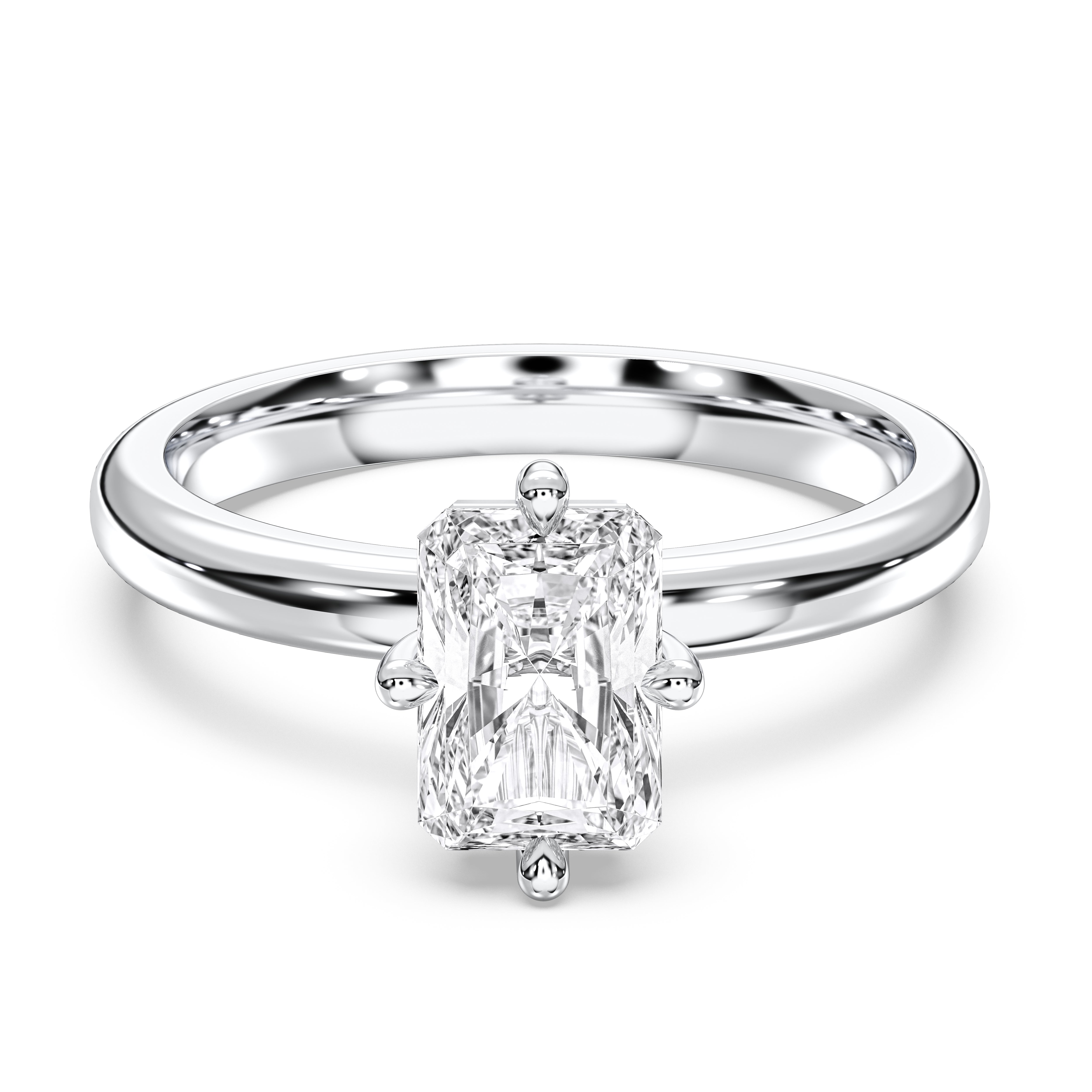 1 Carat Radiant Cut Lab Grown Diamond Solitaire Ring in Solid Gold for Her