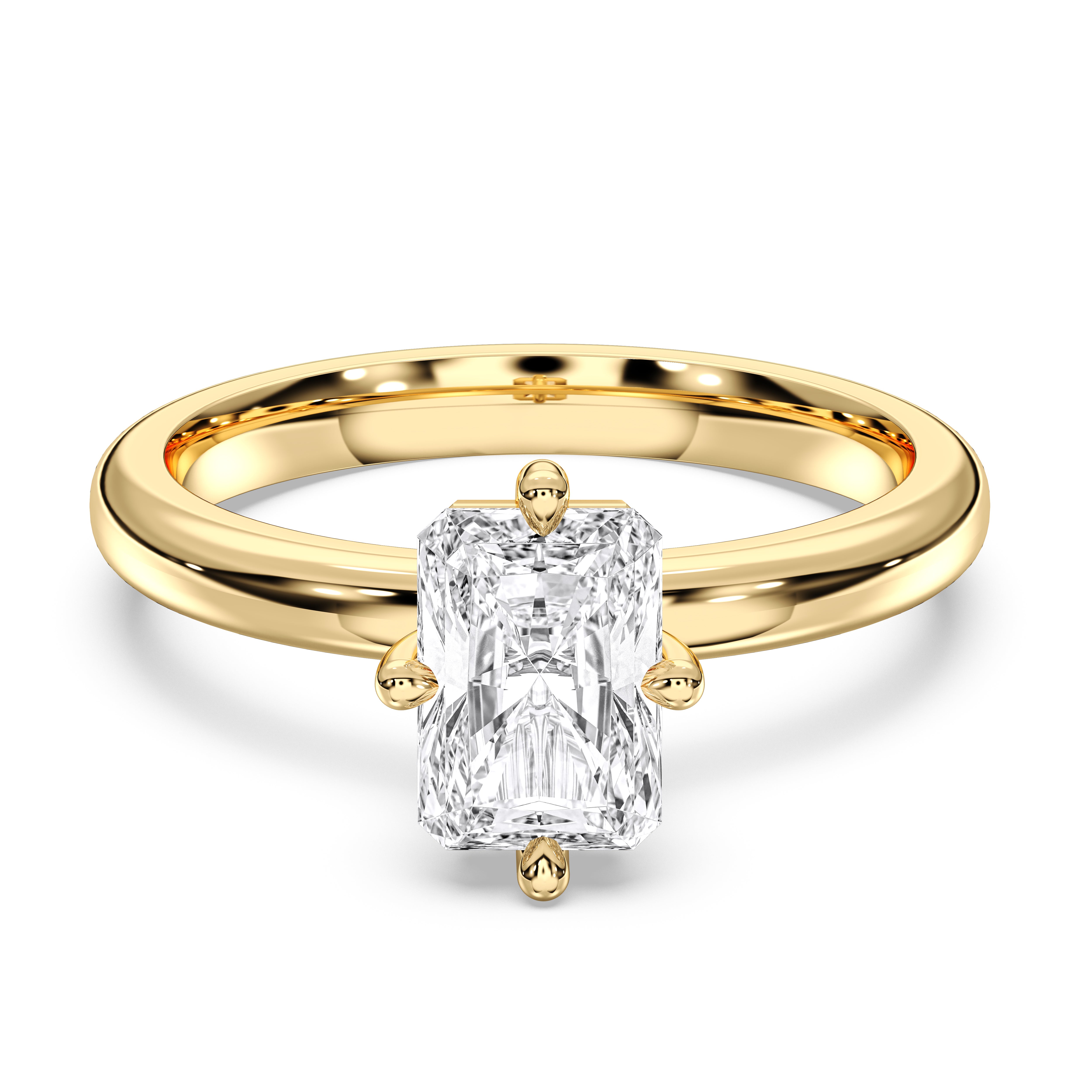 1 Carat Radiant Cut Lab Grown Diamond Solitaire Ring in Solid Gold for Her