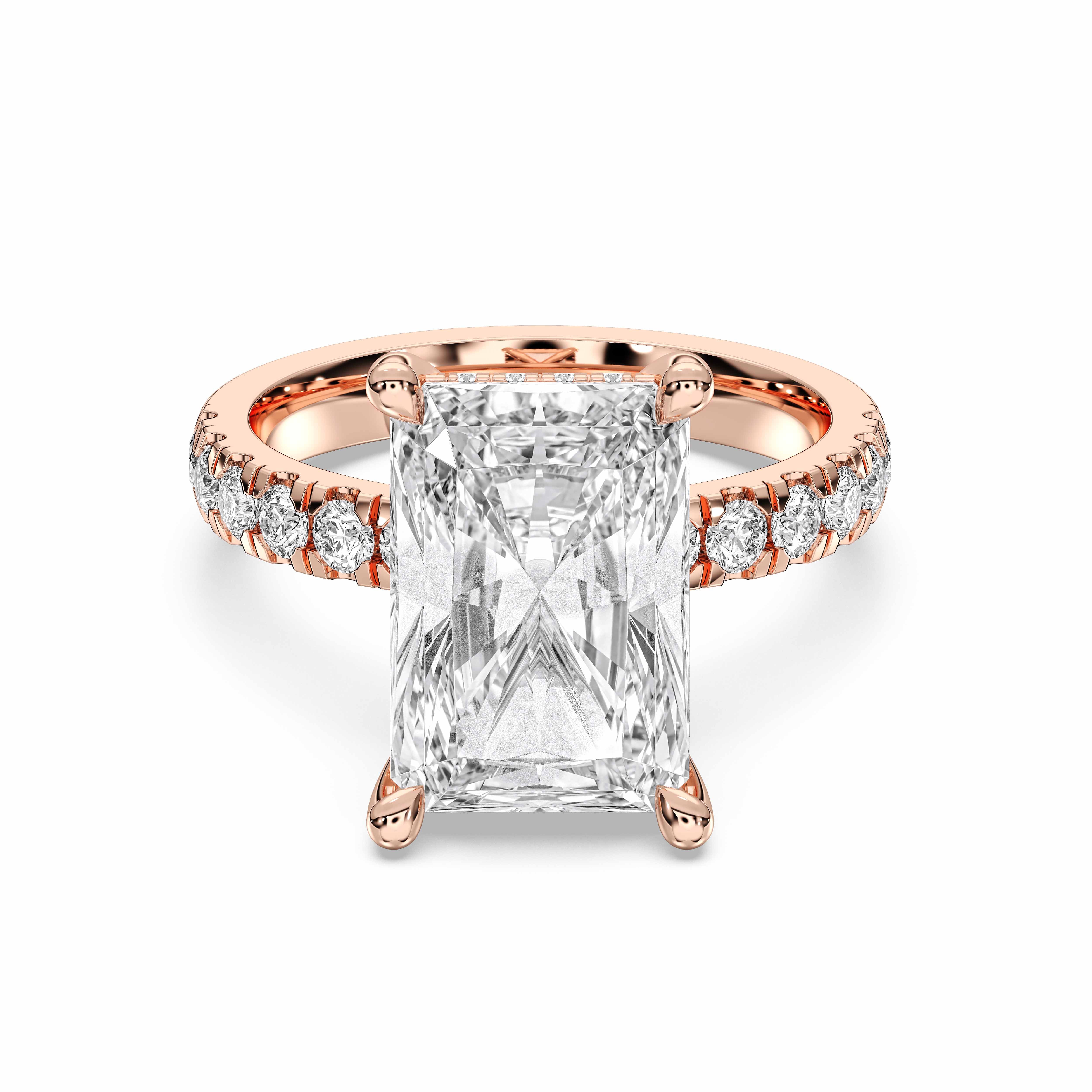 5.70 Carat Radiant  & Round Cut Lab Grown Diamond Solitaire Engagement Ring in Solid Gold for Her