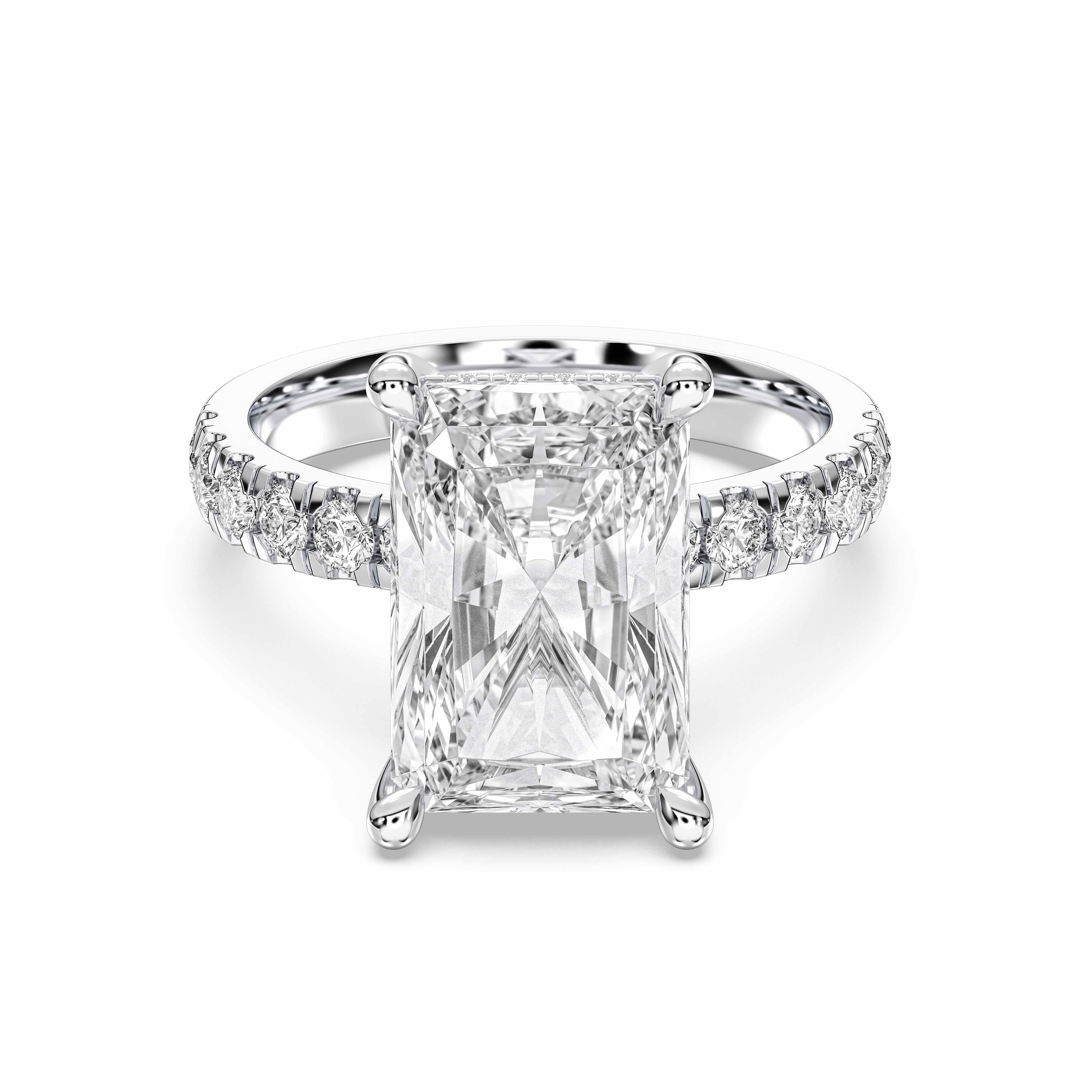5.70 Carat Radiant  & Round Cut Lab Grown Diamond Solitaire Engagement Ring in Solid Gold for Her