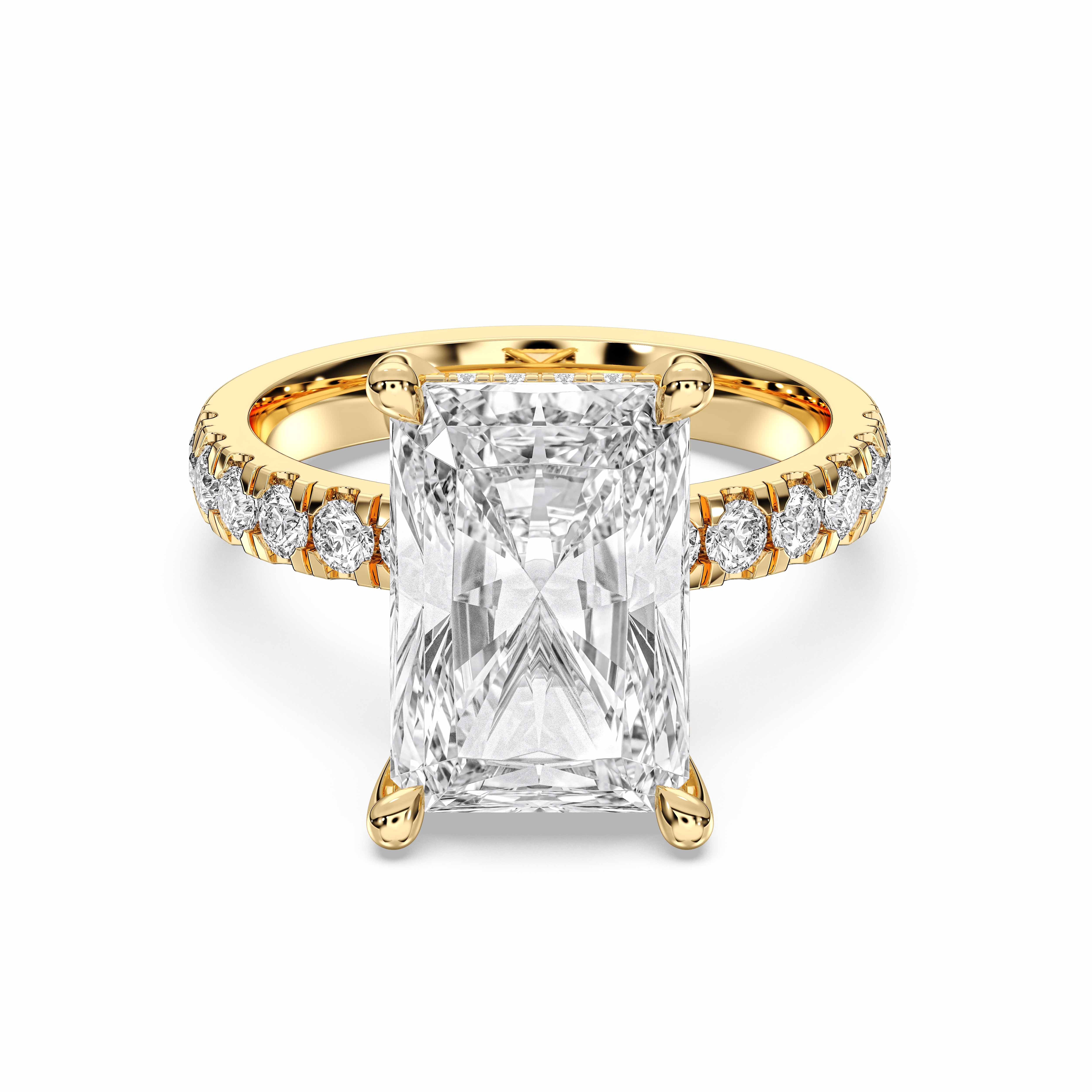 5.70 Carat Radiant  & Round Cut Lab Grown Diamond Solitaire Engagement Ring in Solid Gold for Her