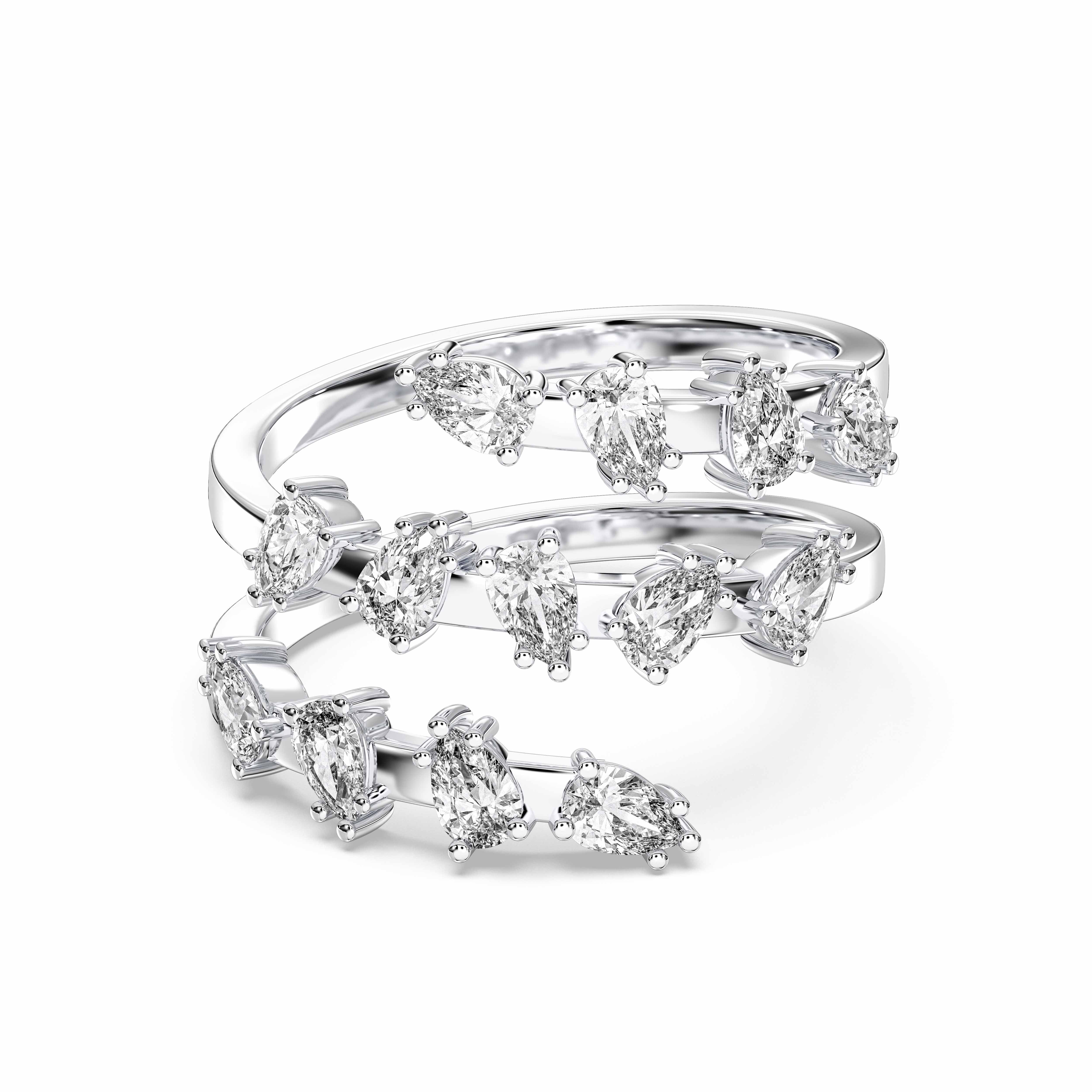 1 Carat Pear Cut Lab Grown Diamond Prong Set Wrap Ring in Solid Gold for Her
