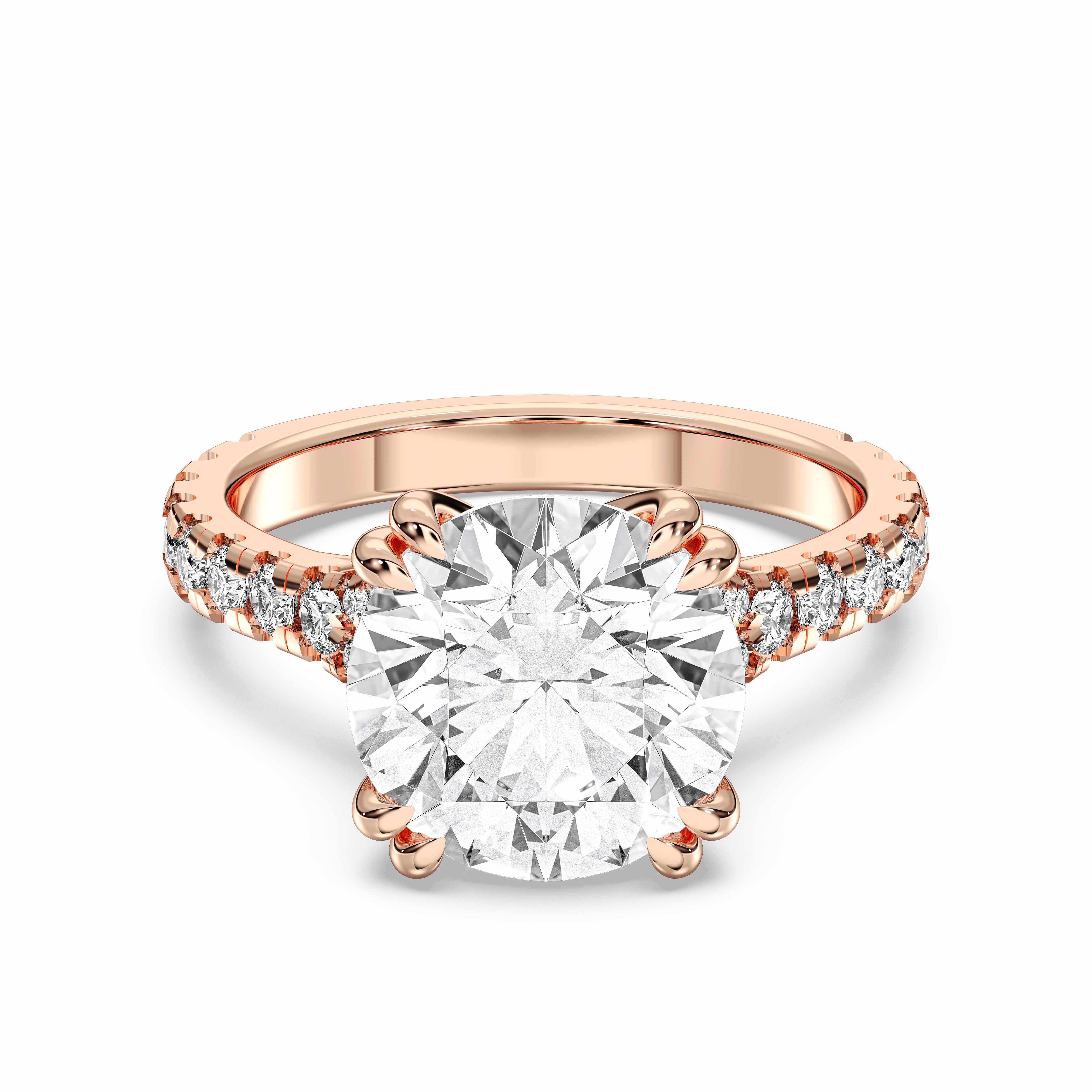 Round Shape 5.15 Carat Lab Grown Diamond Solitaire Engagement Ring in Solid Gold for Women