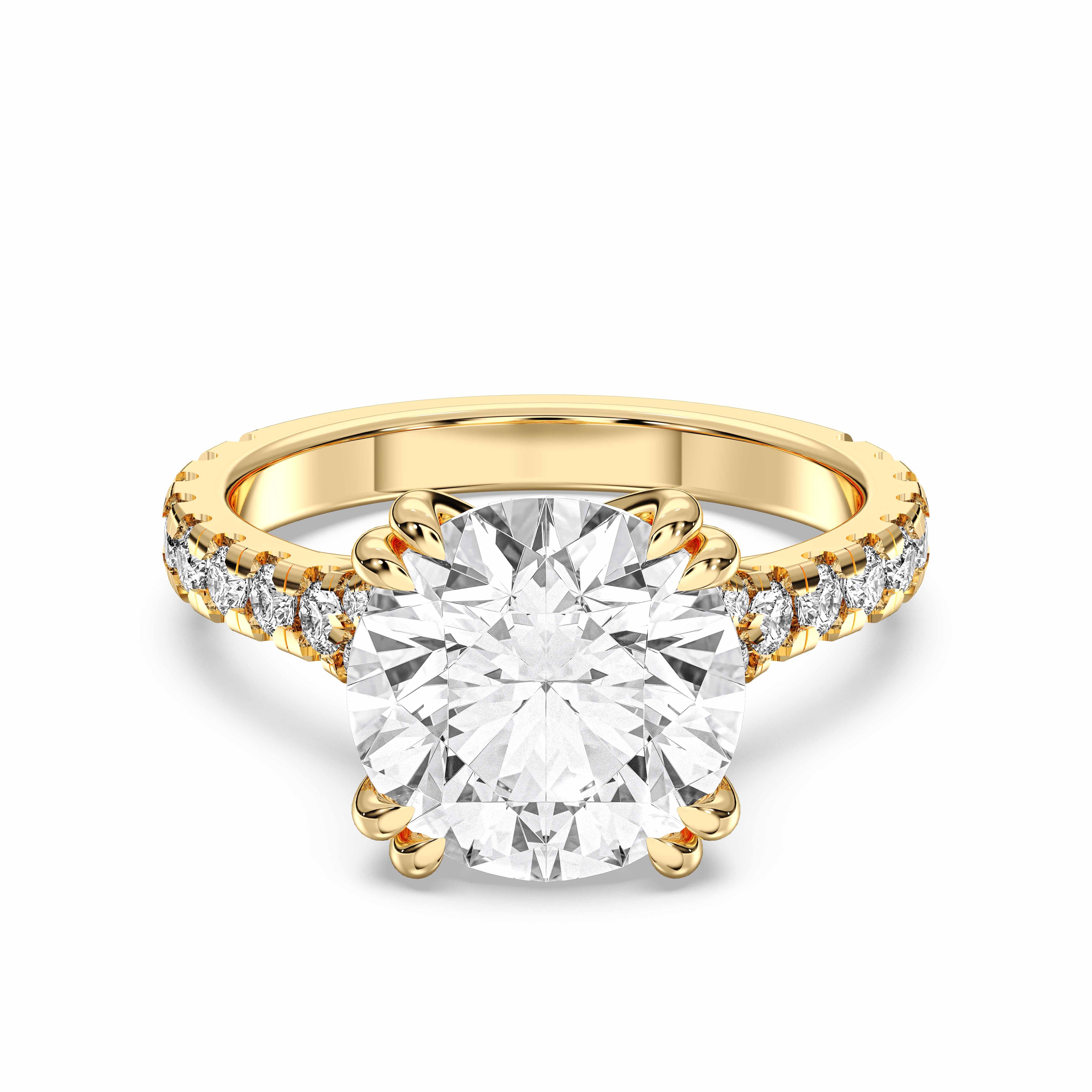 Round Shape 5.15 Carat Lab Grown Diamond Solitaire Engagement Ring in Solid Gold for Women