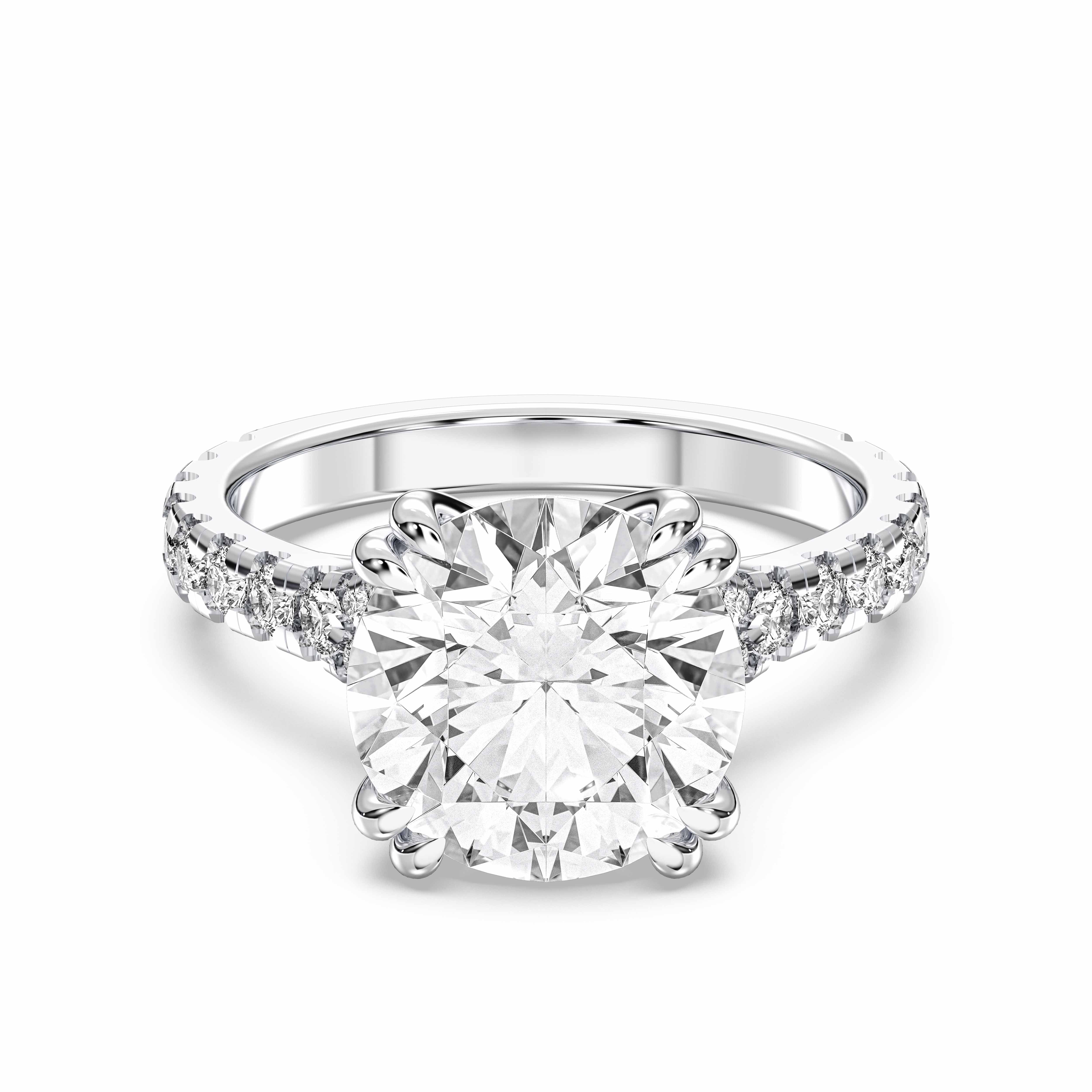 Round Shape 5.15 Carat Lab Grown Diamond Solitaire Engagement Ring in Solid Gold for Women